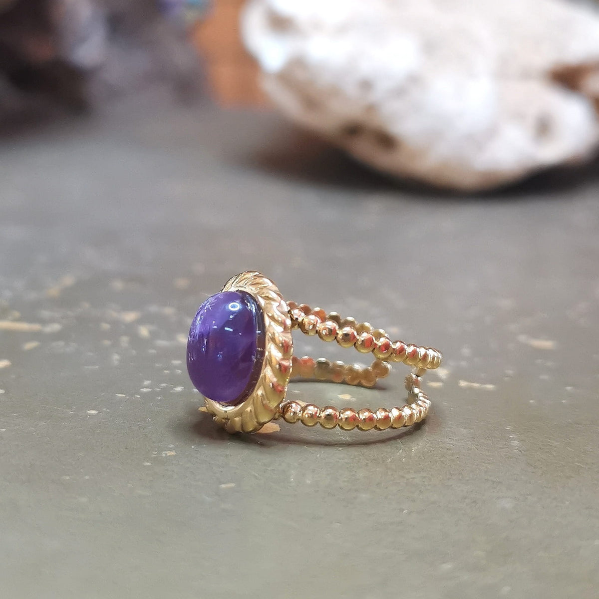 Amethyst Gold Edelstein Ring – Intuition, Ruhe & innere Kraft