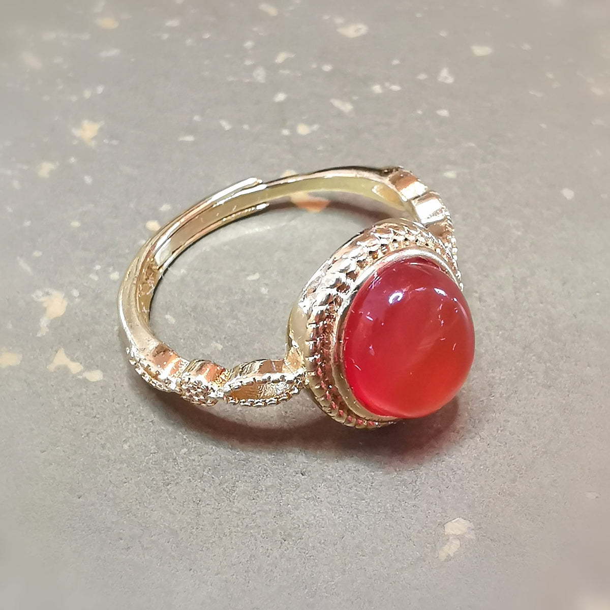 Carneol Achat Edelstein Edelstahl Gold Ring – Lebensfreude, Energie & Mut