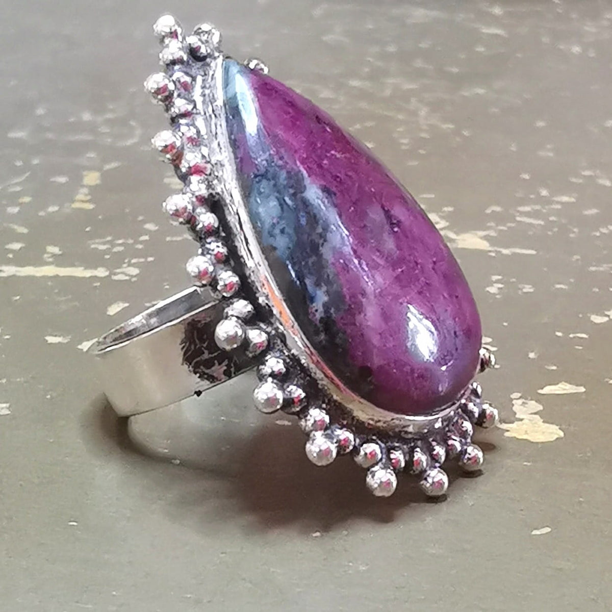Lepidolith Edelstein Ring – Ruhe, Balance & Loslassen · 925 Sterlingsilber · Bali Style