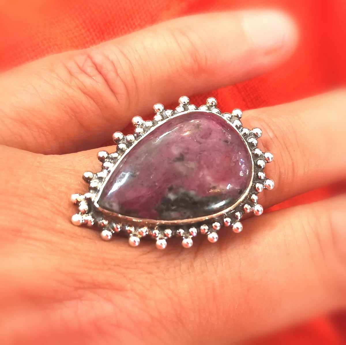 Lepidolith Edelstein Ring – Ruhe, Balance & Loslassen · 925 Sterlingsilber · Bali Style