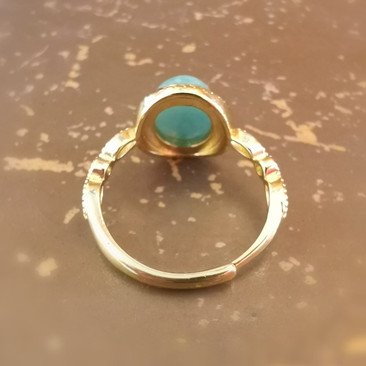 Amazonit Edelstein Edelstahl Gold Ring – Vertrauen, Leichtigkeit & innere Balance