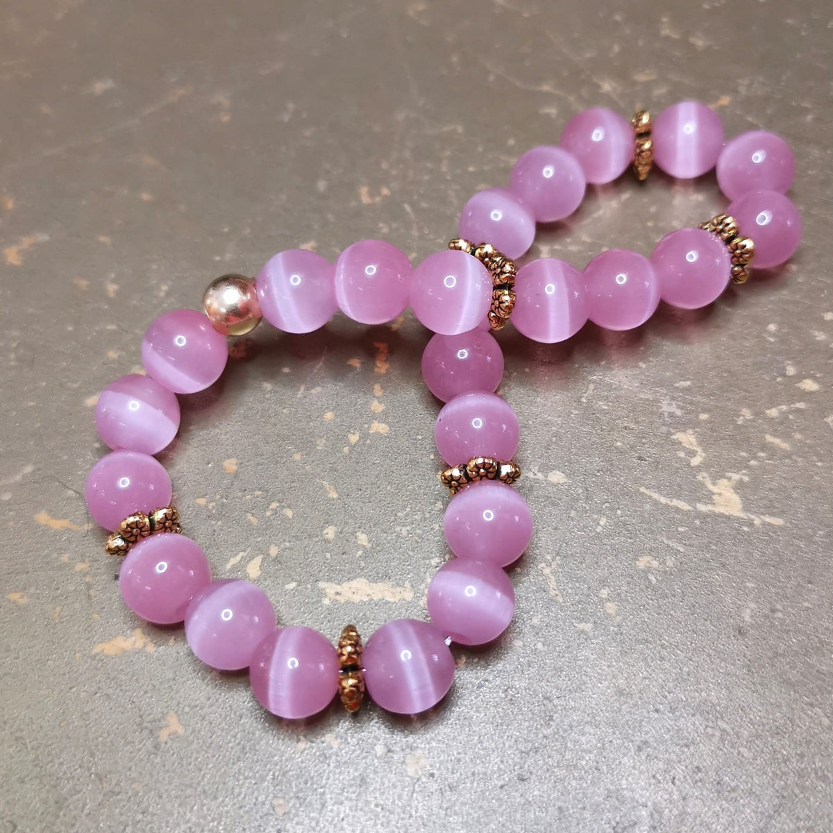 Katzenaugen Quarz Karma Edelstein Armband – Rosa Gold Herzchakra · Yoga & Reiki