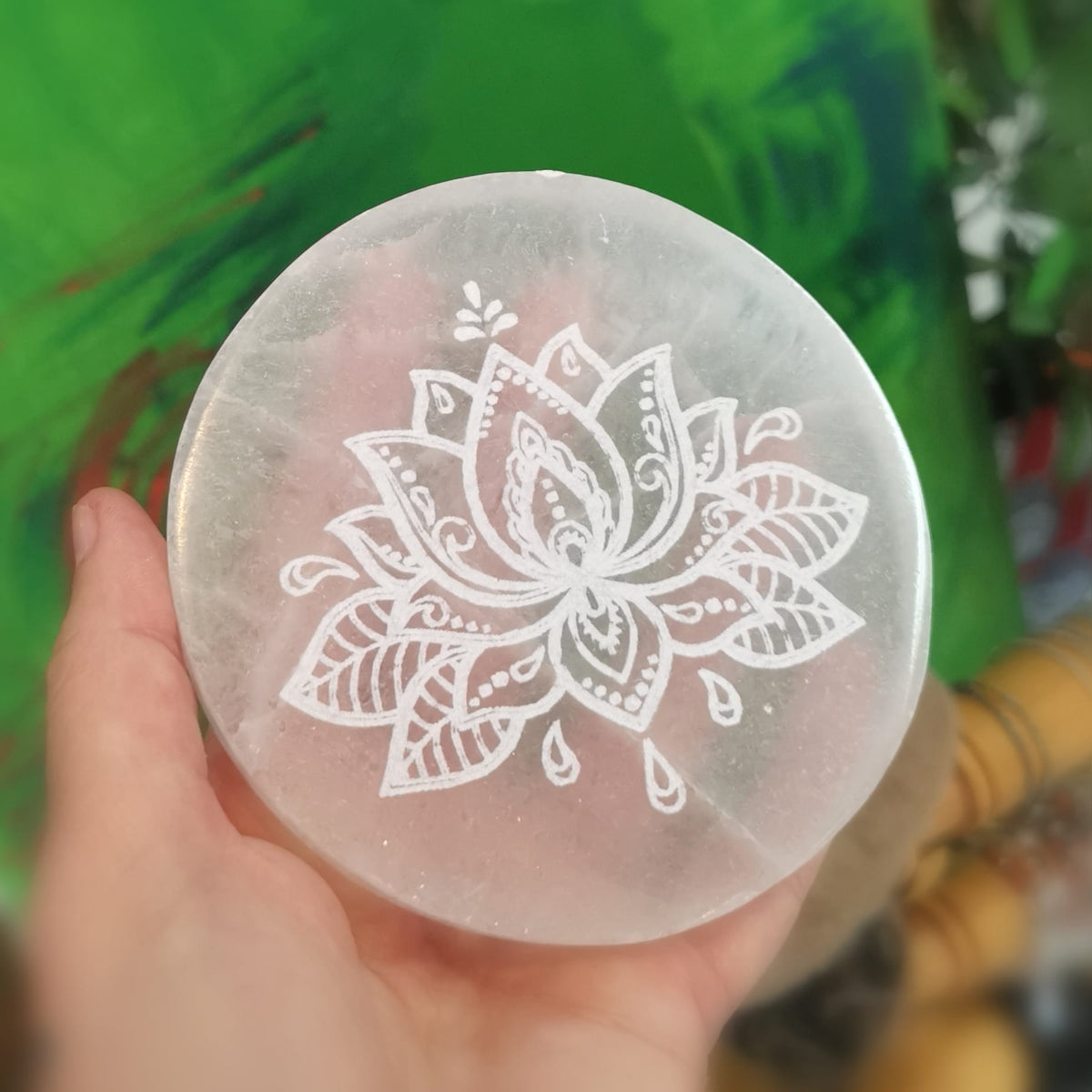 Selenit Lotus Meditationsstein – Altarstein Heilstein Yoga Reiki spirituelle Deko