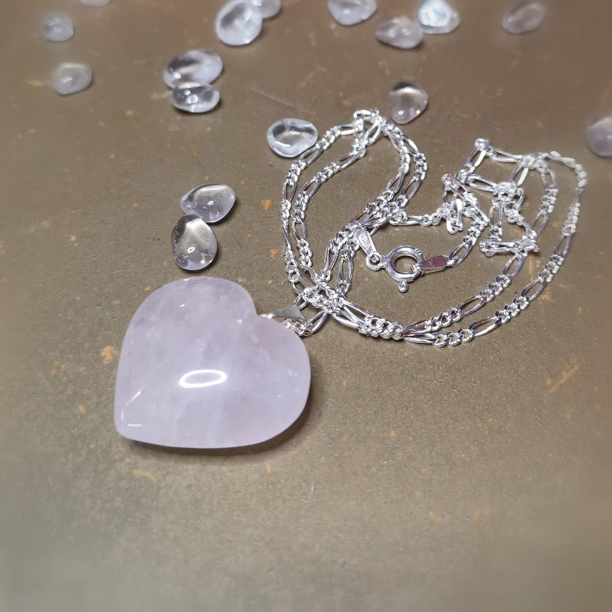 Rosenquarz Herz Sterlingsilber Kette – geweiht für Selbstliebe, Herzensheilung & Harmonie