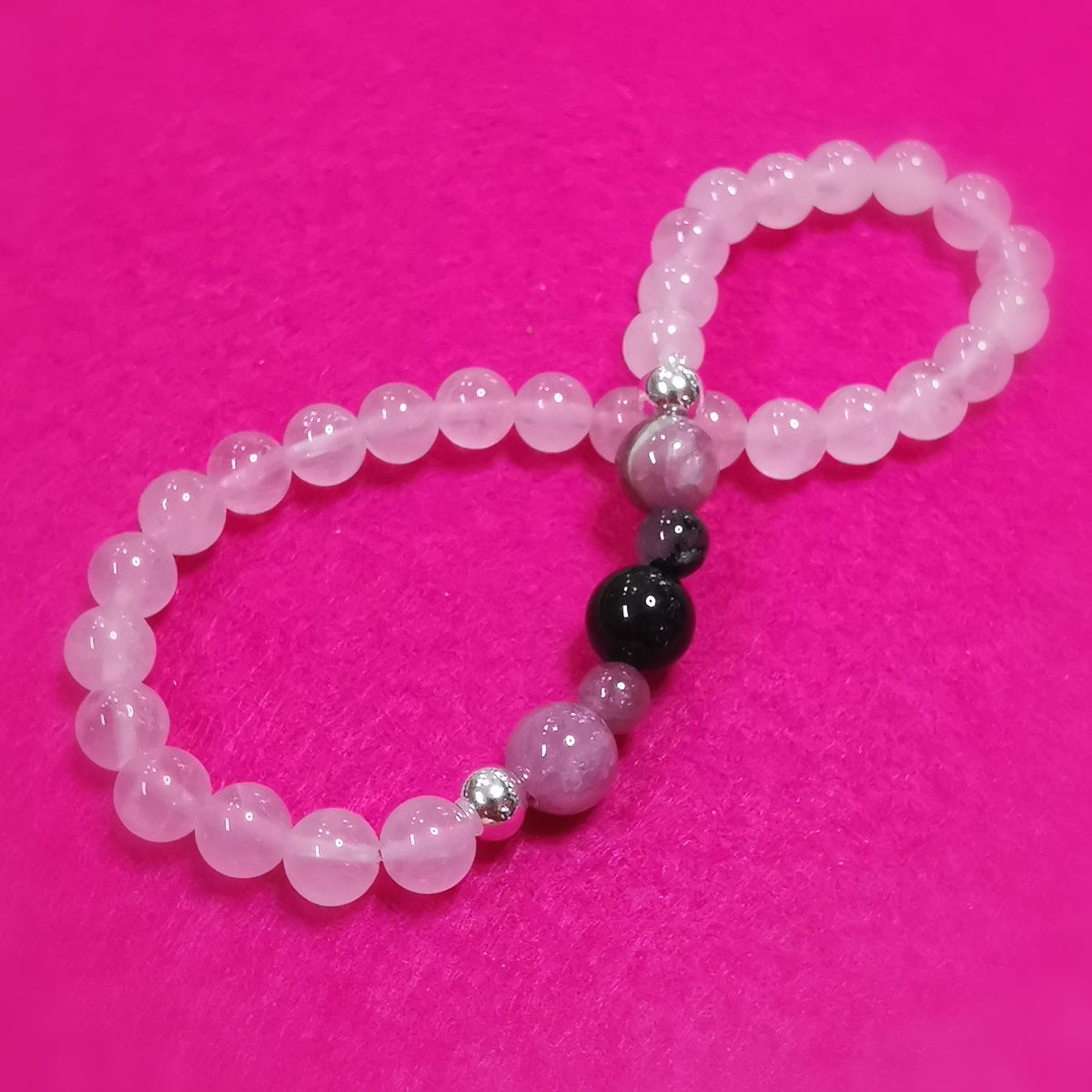 Rosenquarz AA Turmalin Karma Armband XL – Liebe, Schutz & Vertrauen
