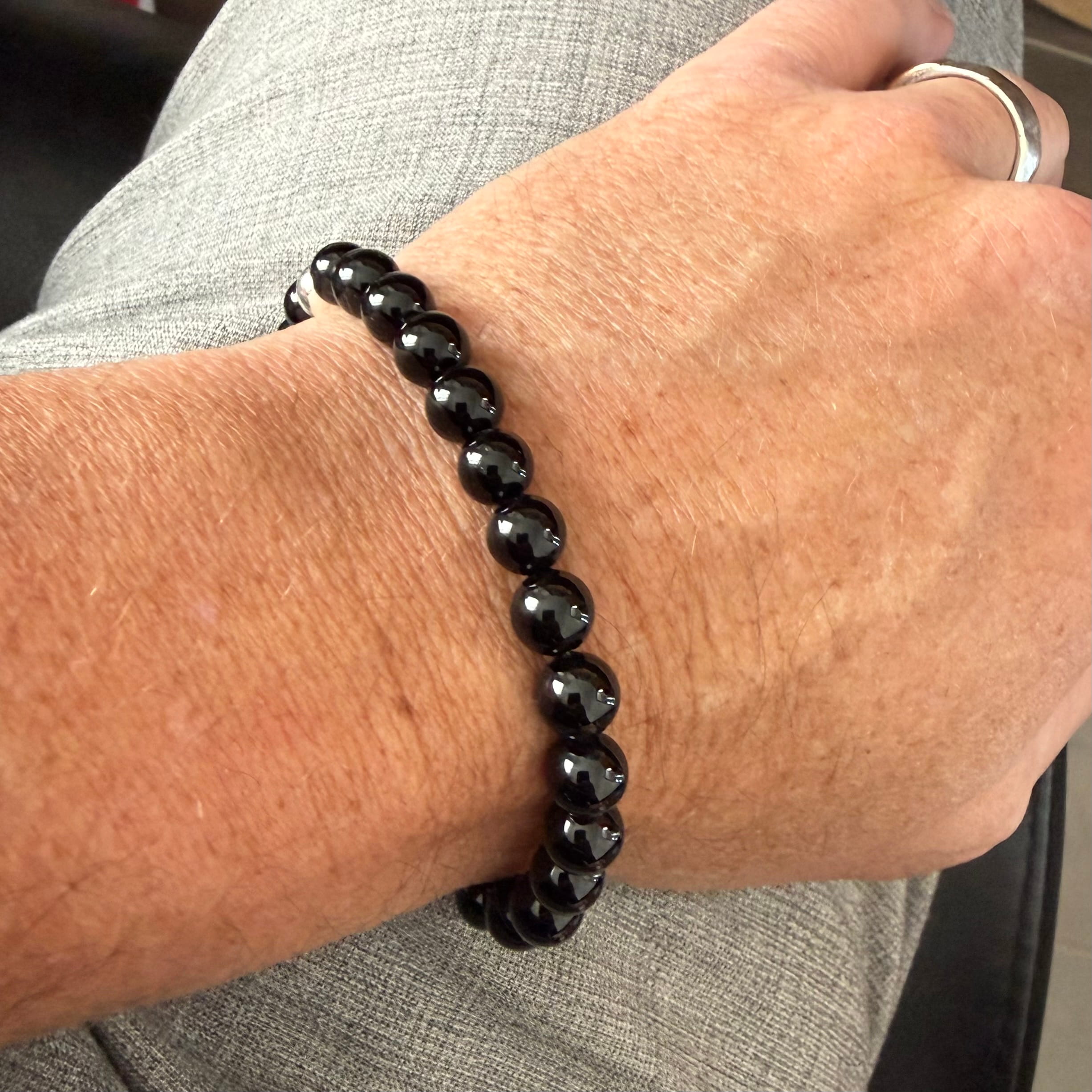 Onyx Extra Edelstein Karma Armband XL – geweiht für Schutz, Kraft & Erdung