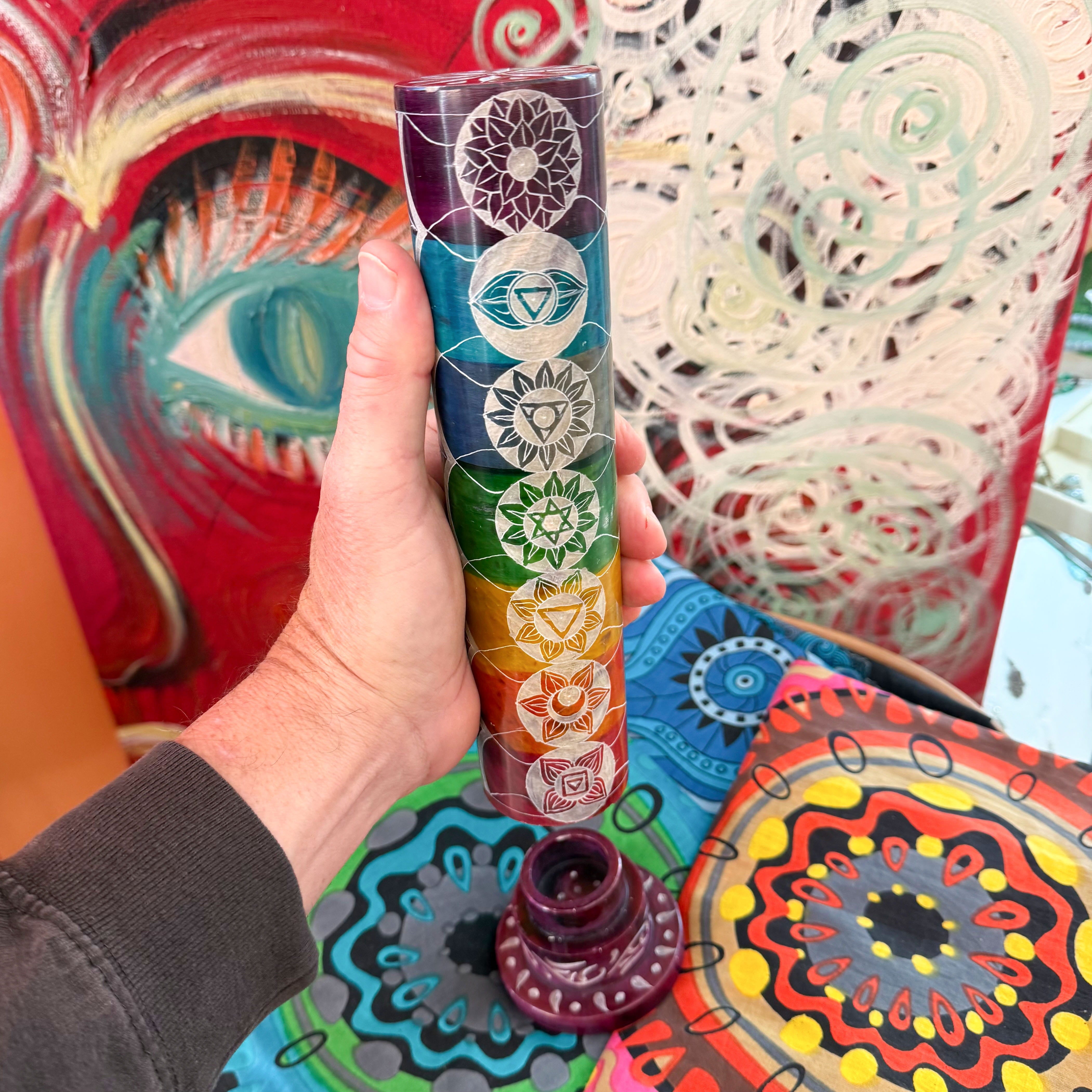 Chakra Räucherturm aus Speckstein – für Meditation, Reinigung & Energiefluss