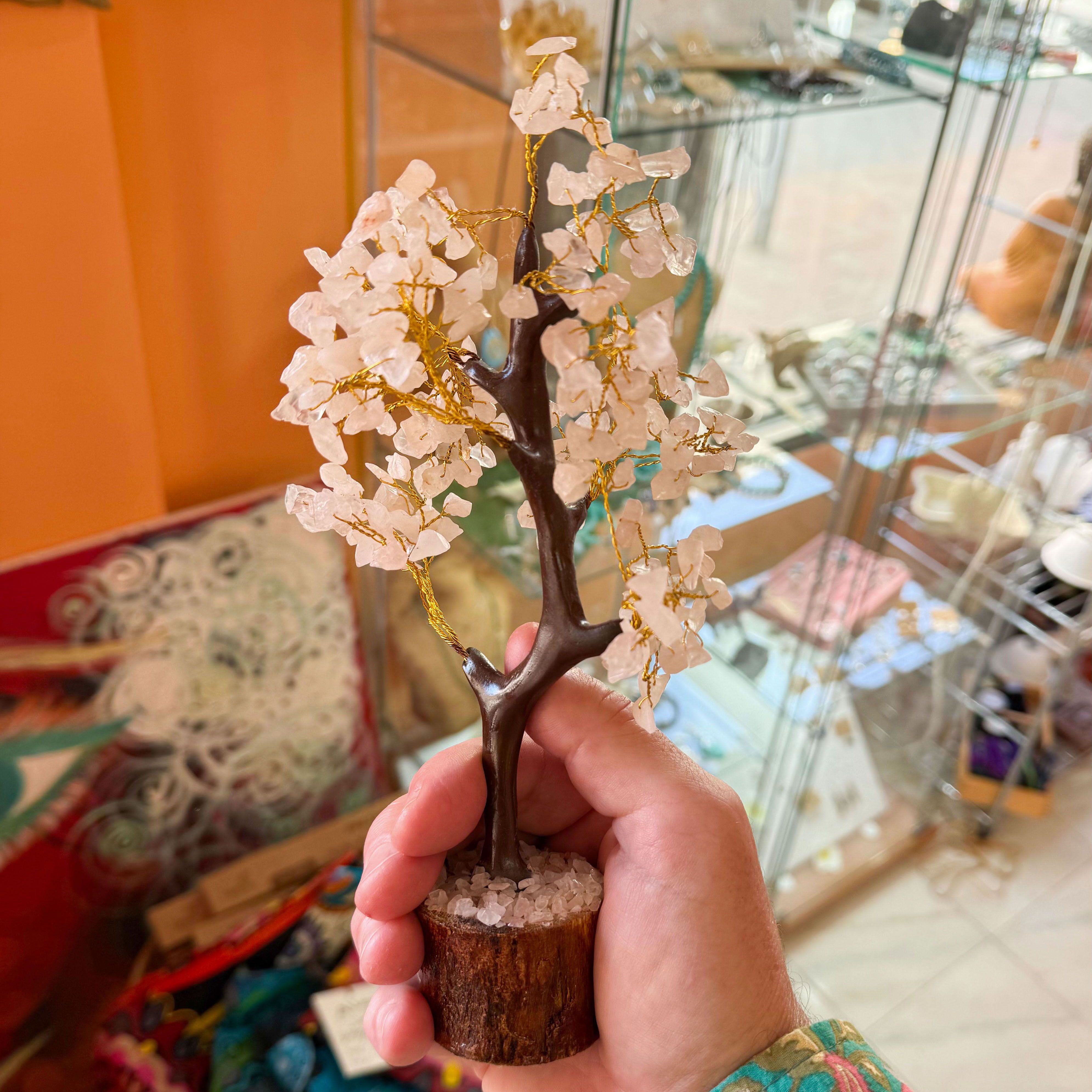 Rosenquarz Edelsteinbaum – Baum der Liebe & Harmonie – Meditation Deko 23 cm