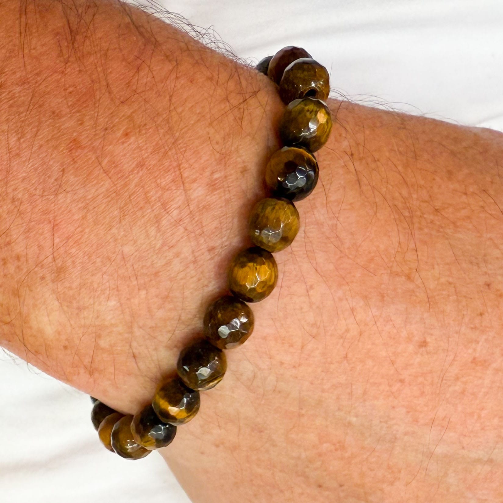 Tigerauge Heilstein Armband 8 mm facettiert – geweiht für Kraft & Mut