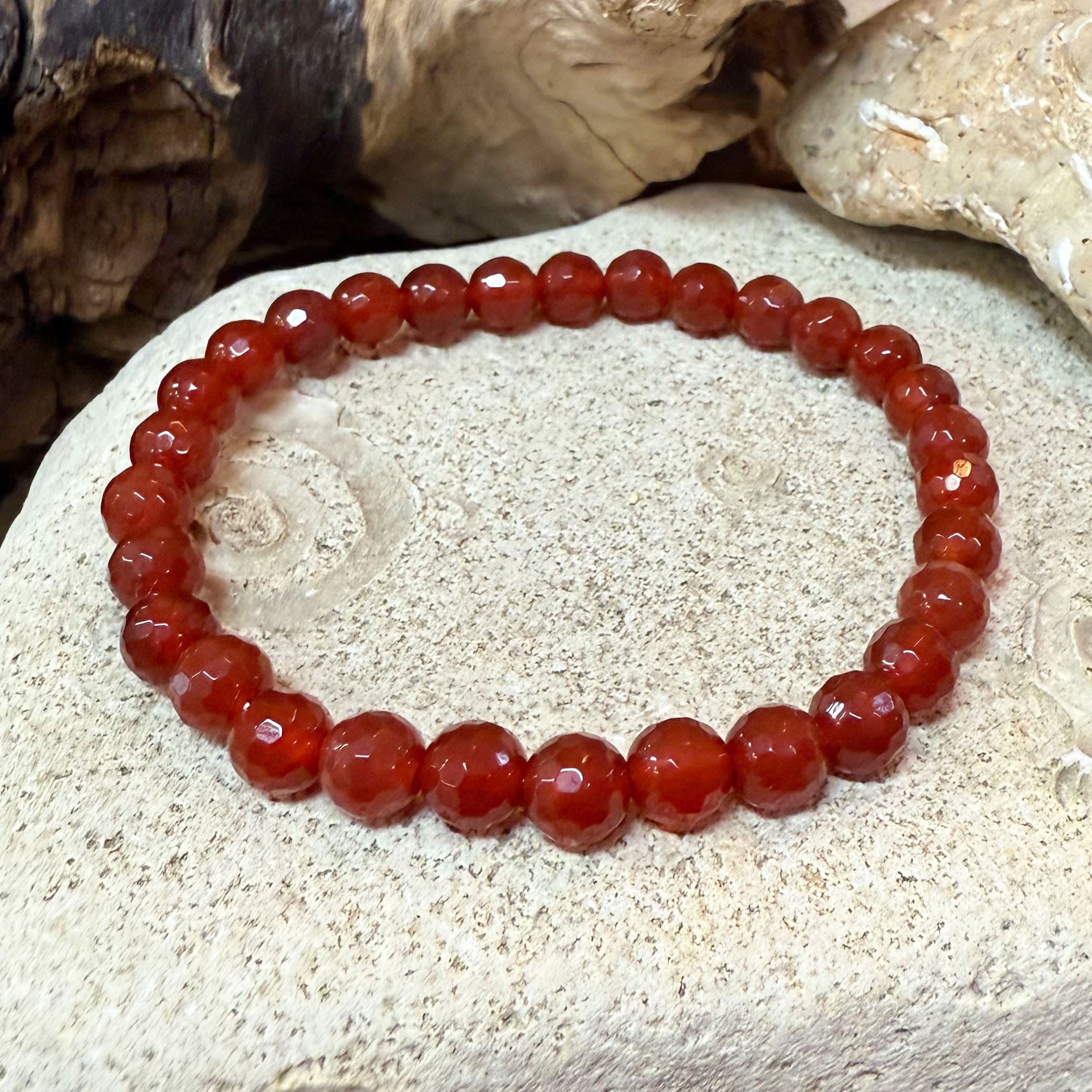 Carneol Edelstein Karma Armband 6  mm – Sonnenstein voller Lebensfreude