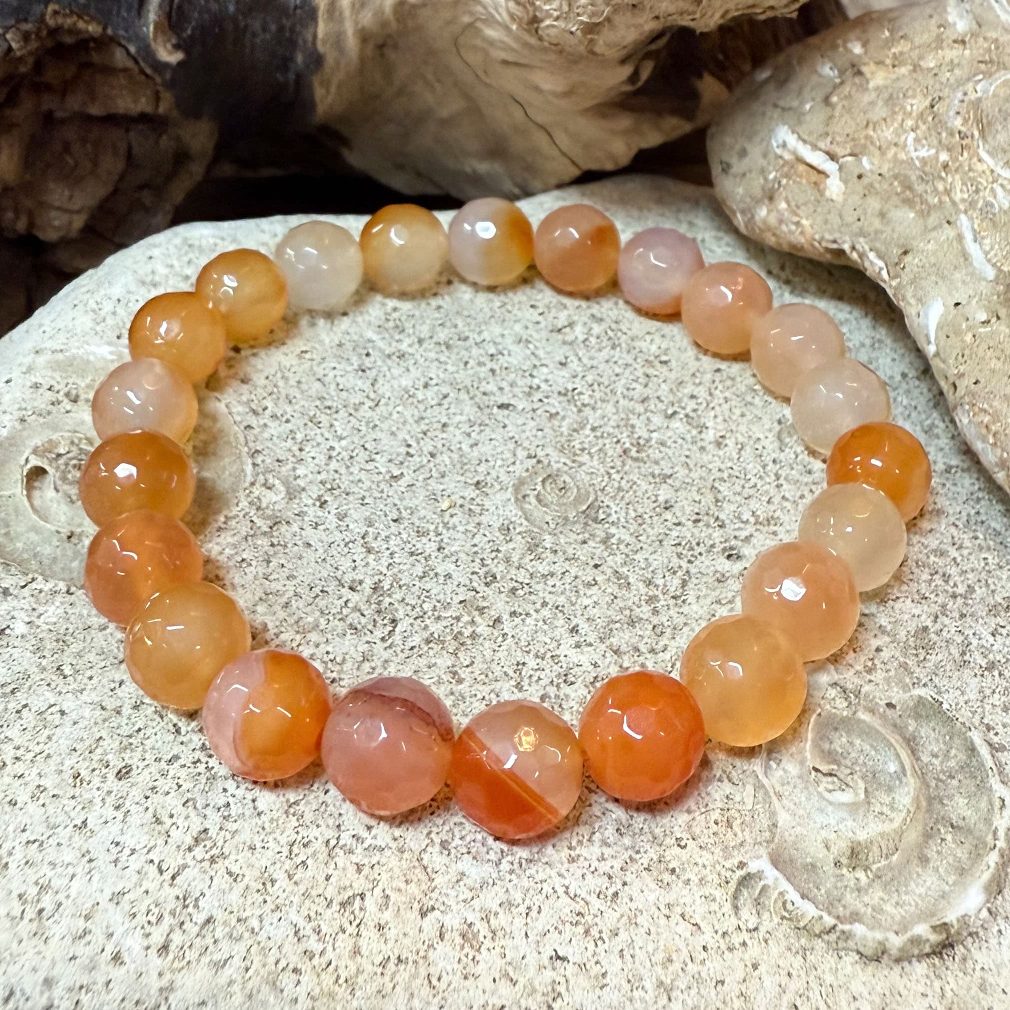 Carneol Edelstein Heilstein Armband 8 mm – geweiht für Lebensfreude - Talisman
