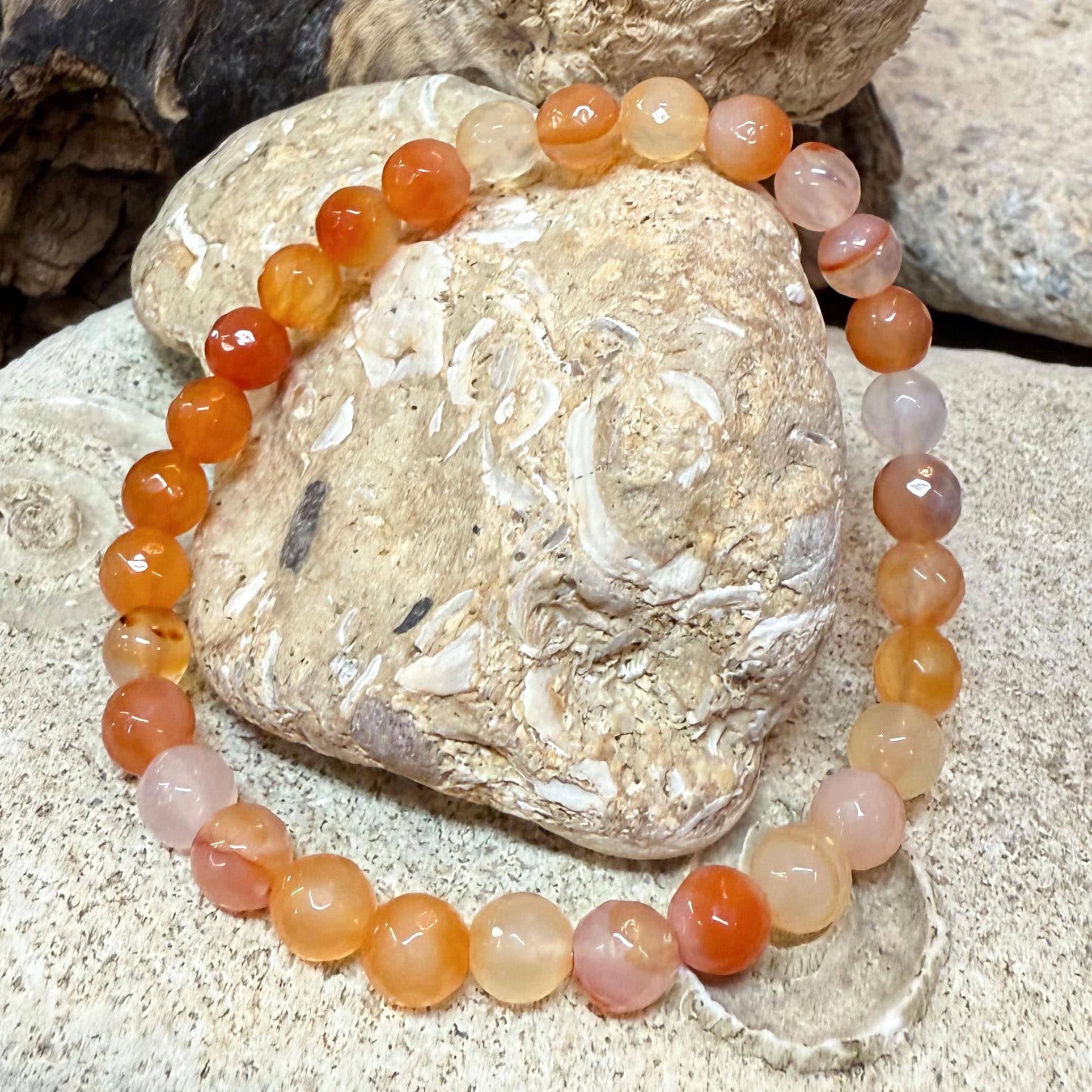 Carneol Edelstein Heilstein Armband 6 mm – geweiht für Lebensfreude