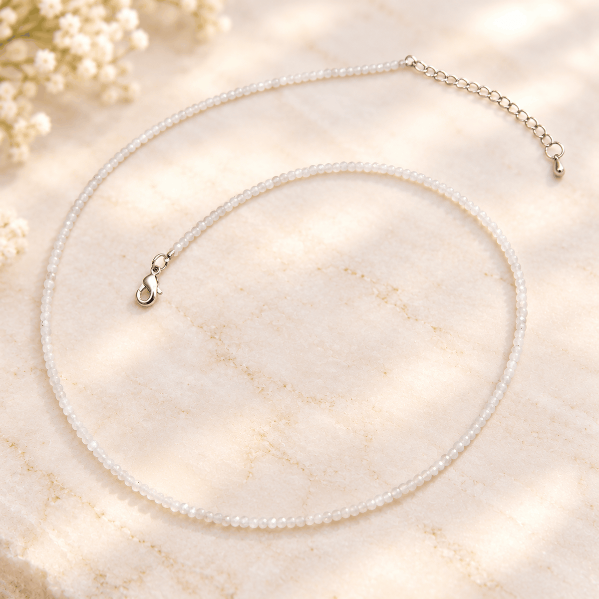 Regenbogen Mondstein Edelstein Kette 2 mm – Harmonie & Ausgeglichenheit