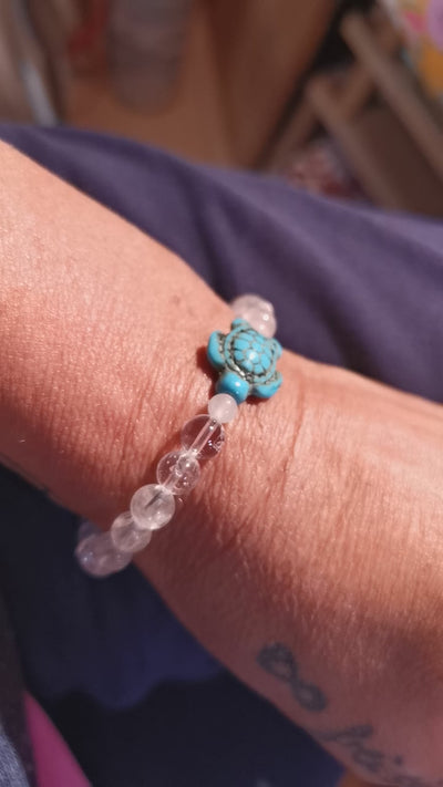 Schildkröte Bergkristall Armband Karma Armband, Chakra Krafttier Schmuck geweiht, Vertrauen und Leichtigkeit
