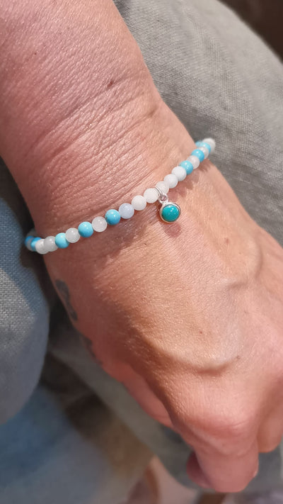 geweiht: Unikat Tibet Türkis Aquamarin Heilstein Edelstein Karma Armband, Chakra Schmuck, freier Geist