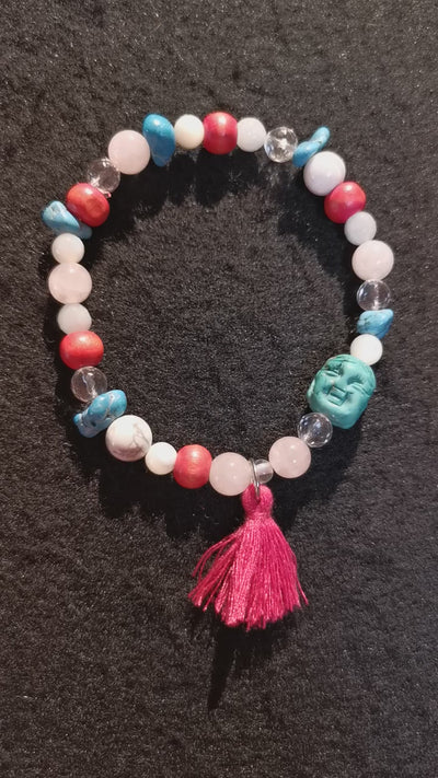 "mein Schutzgeist" Beschützer Karma Armband, Edelstein Heilstein Holz Mix, Aura Chakra Schmuck, Licht und Liebe