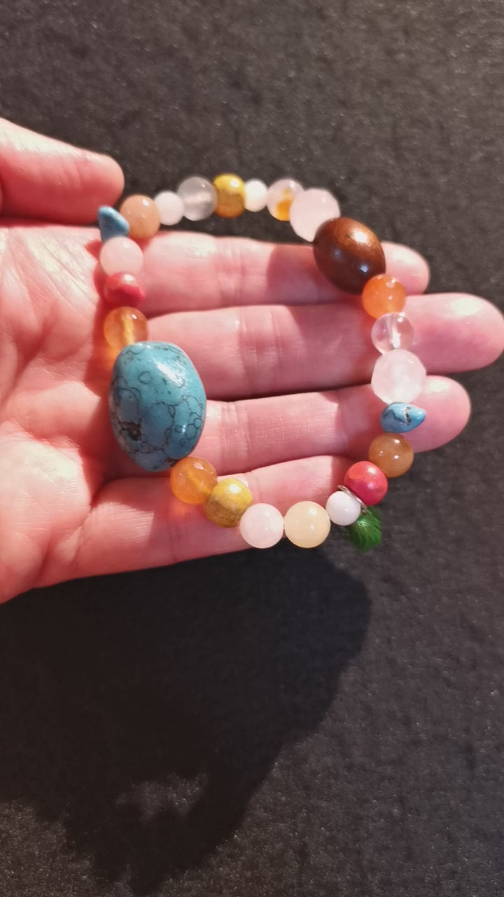 geweiht: Edelstein Heilstein Holz Mix, 1000 Kostbarkeiten, Aura Chakra Boho Karma Armband, bunt, Urlaubsgefühl