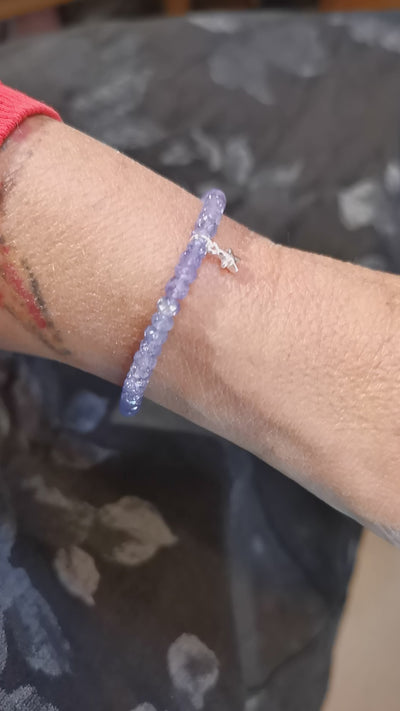 Tansanit extra AA Edelstein: Karma Seestern Krafttier Heilstein Armband L 18,2 cm, filigran, geweiht mit Licht und Liebe