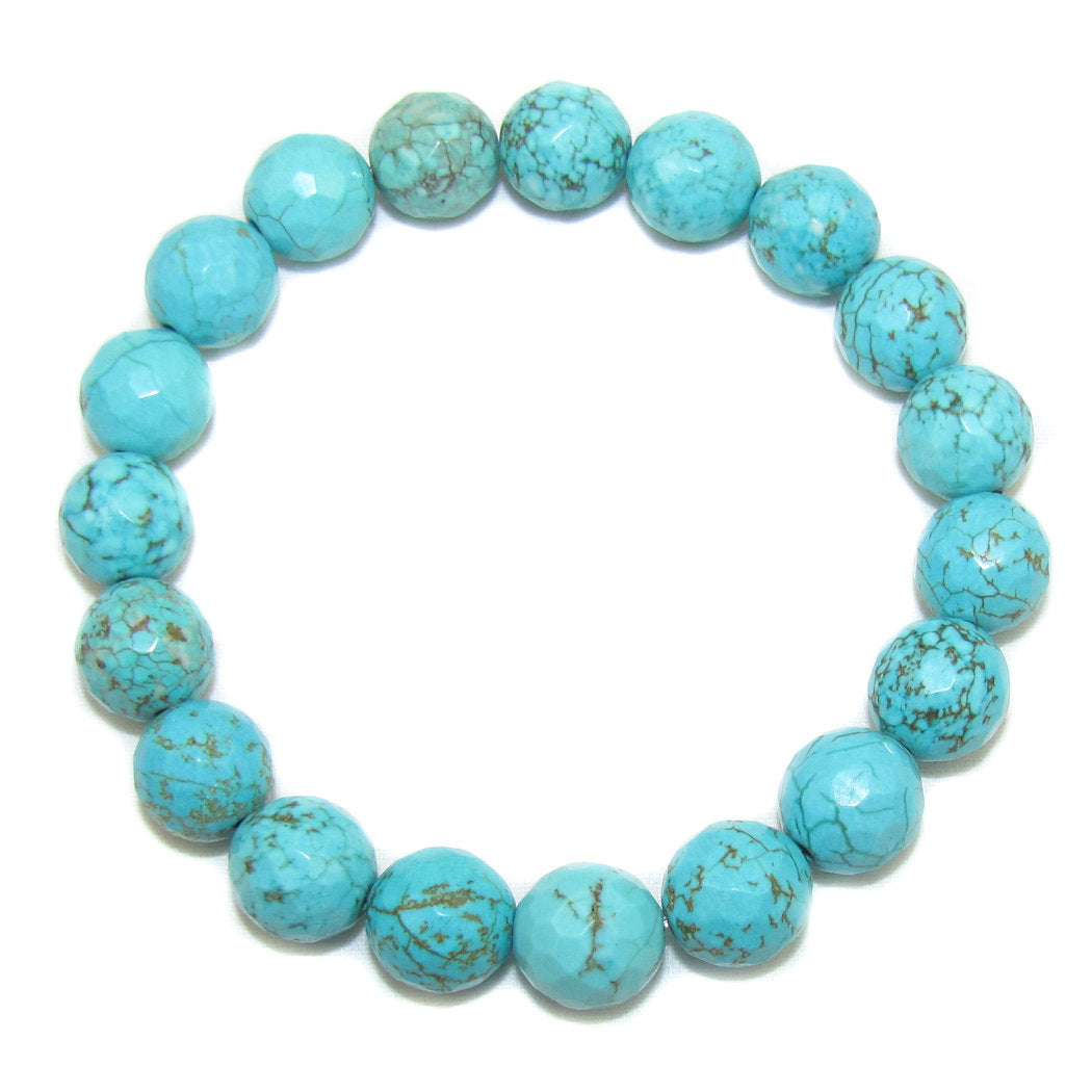 Turquoise Magnesite Gemstone Healing Stone Bracelet faceted - spiritual growth