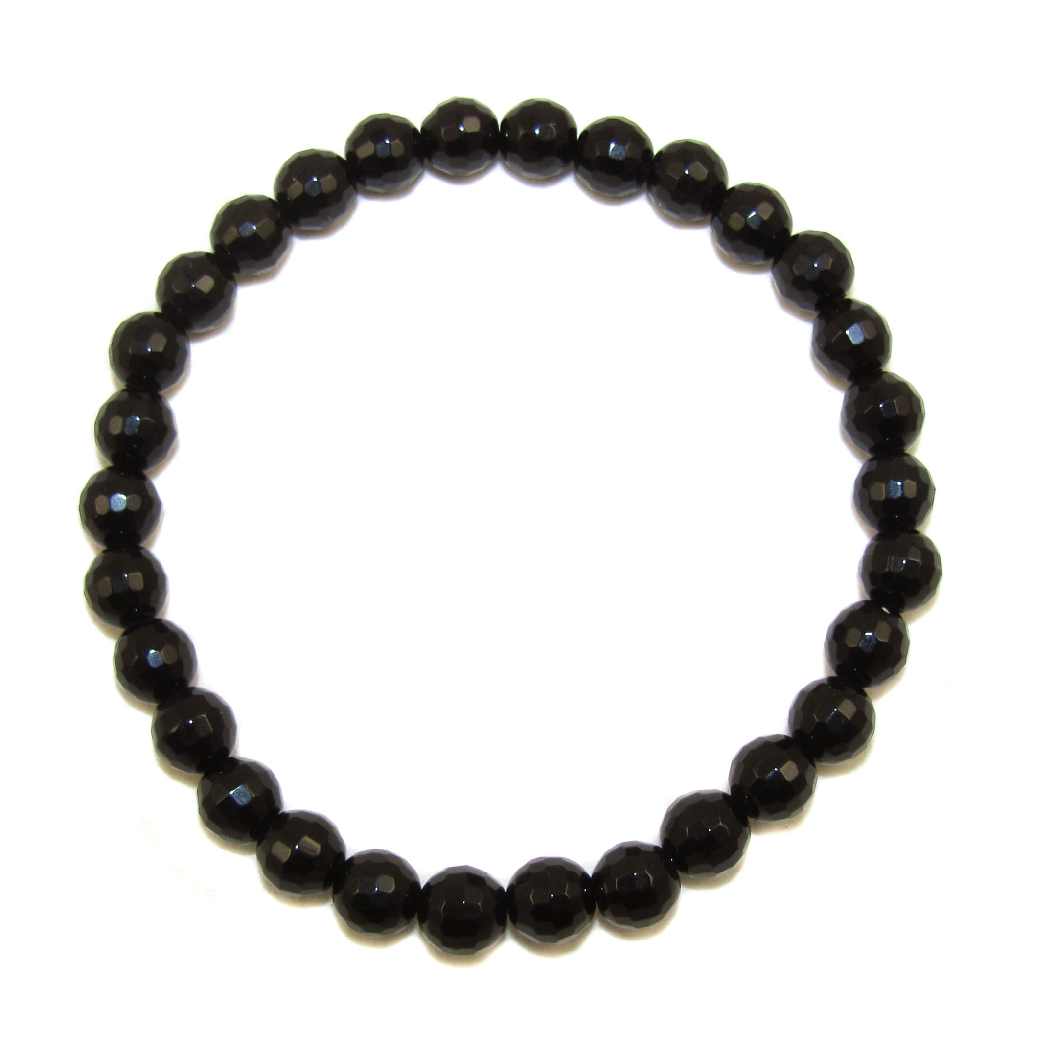 Onyx Edelstein Heilstein Armband 6 mm Perlen schwarz facettiert für Damen