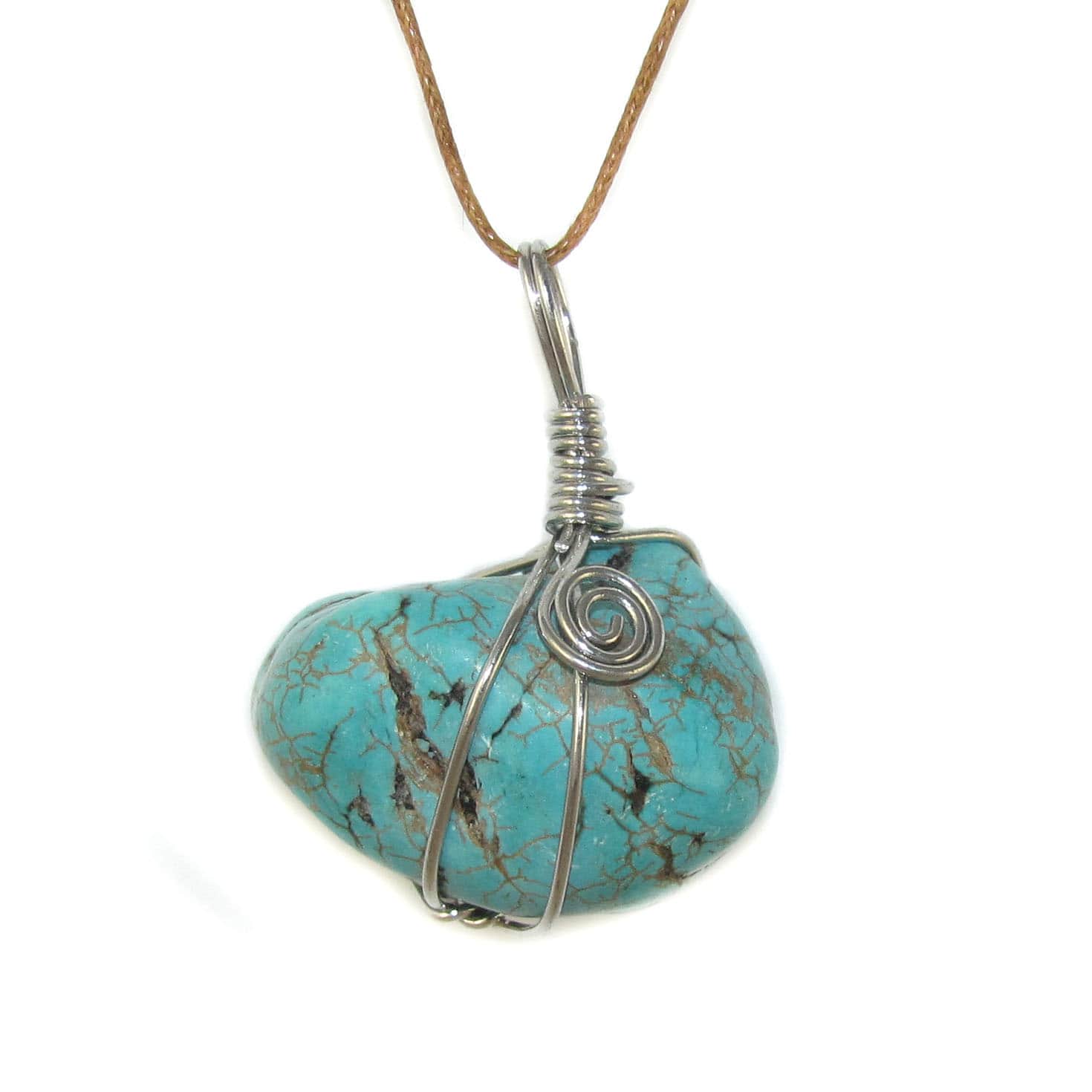 ✨ Howlite Turquoise Nugget Gemstone Pendant XL on Cord – Protection &amp; Strength