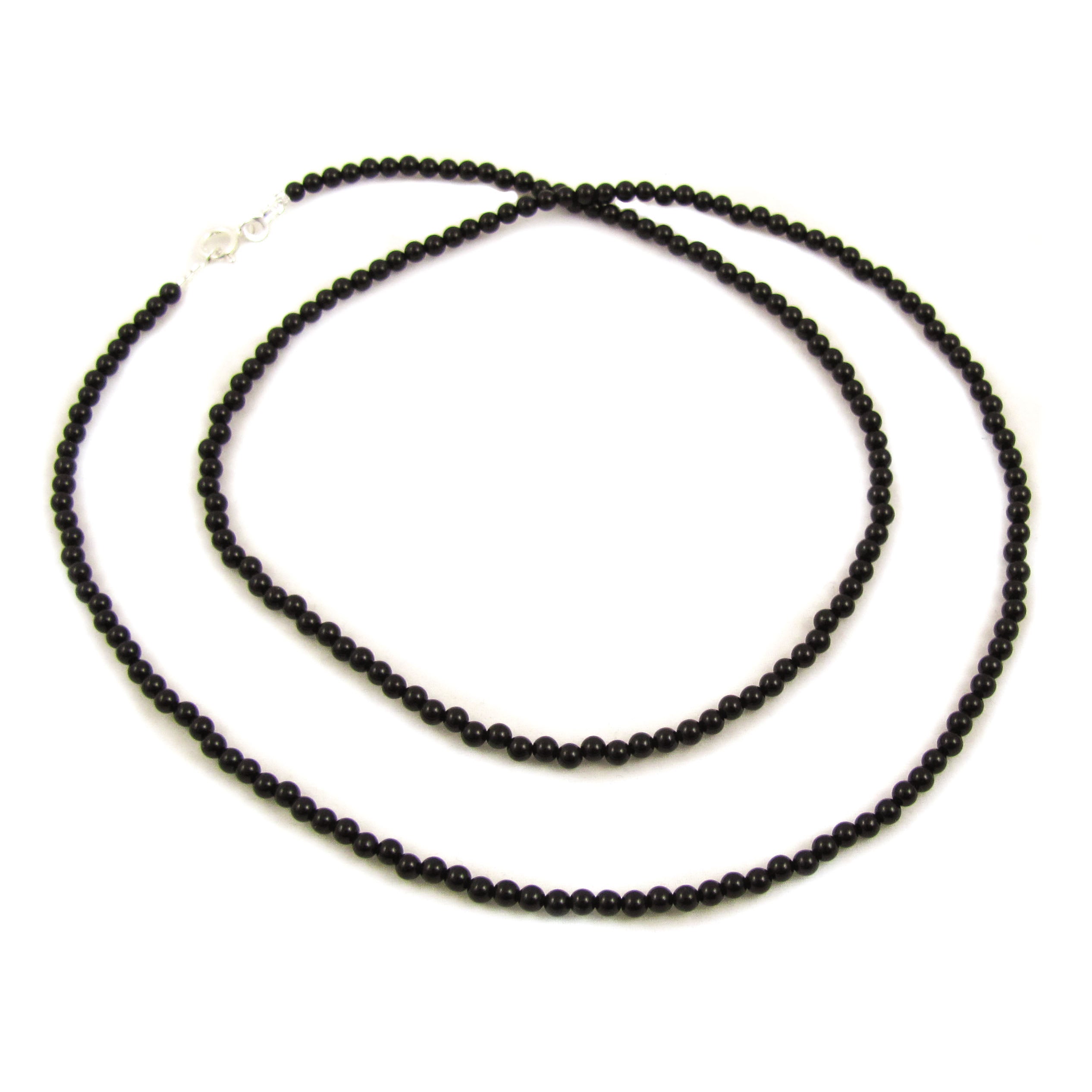 Onyx Edelstein Kette mit edlen 3 mm Kugeln, 50 cm