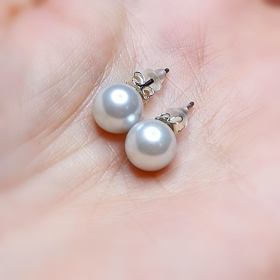 Ohrringe Ohrstecker Mallorca Perle, weiß glänzend, 8 mm, Schönheit des Lebens