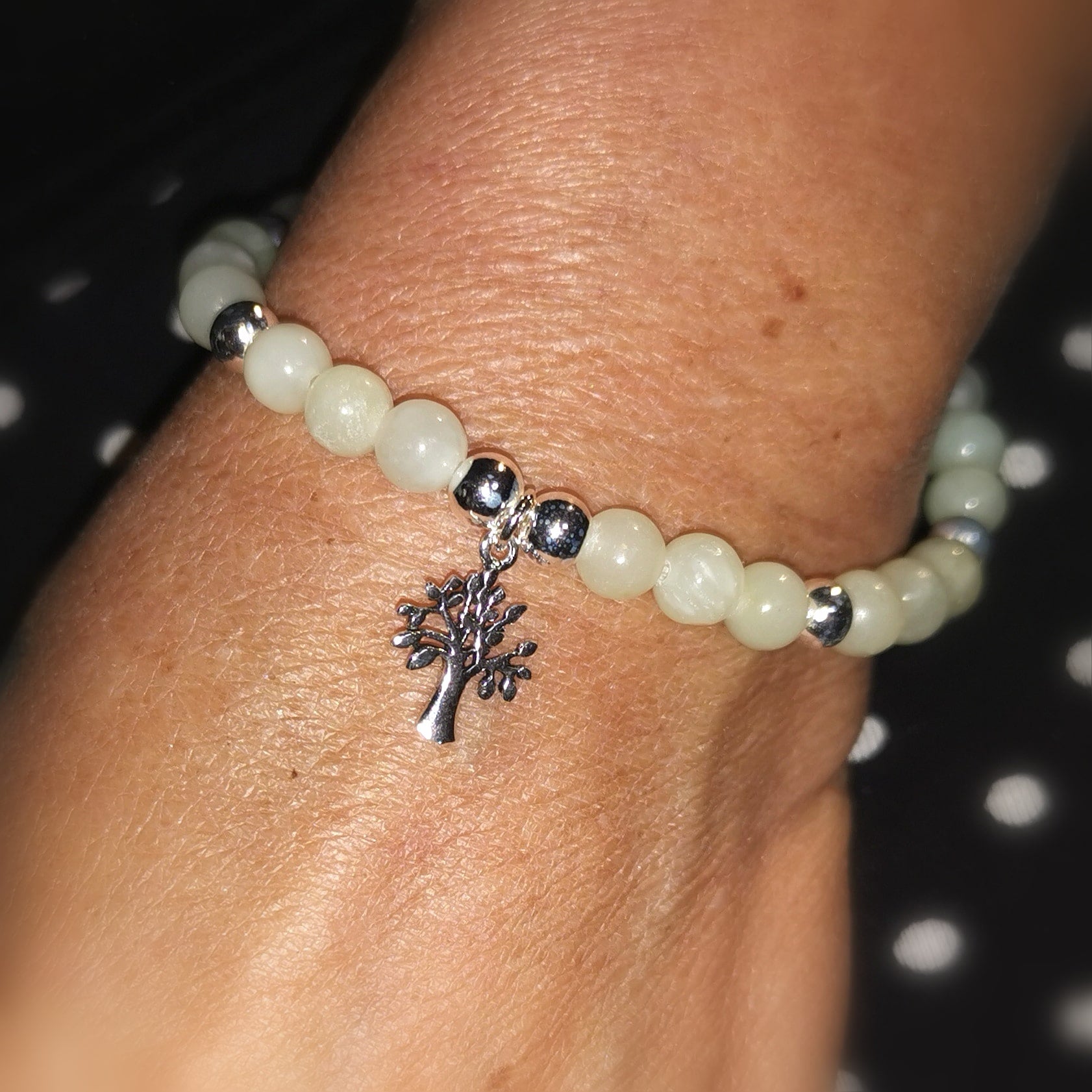 Jade Serpentin Edelstein Heilstein Lebensbaum Karma Armband, Aura Chakra Harmonie, Herzenskraft, samaki