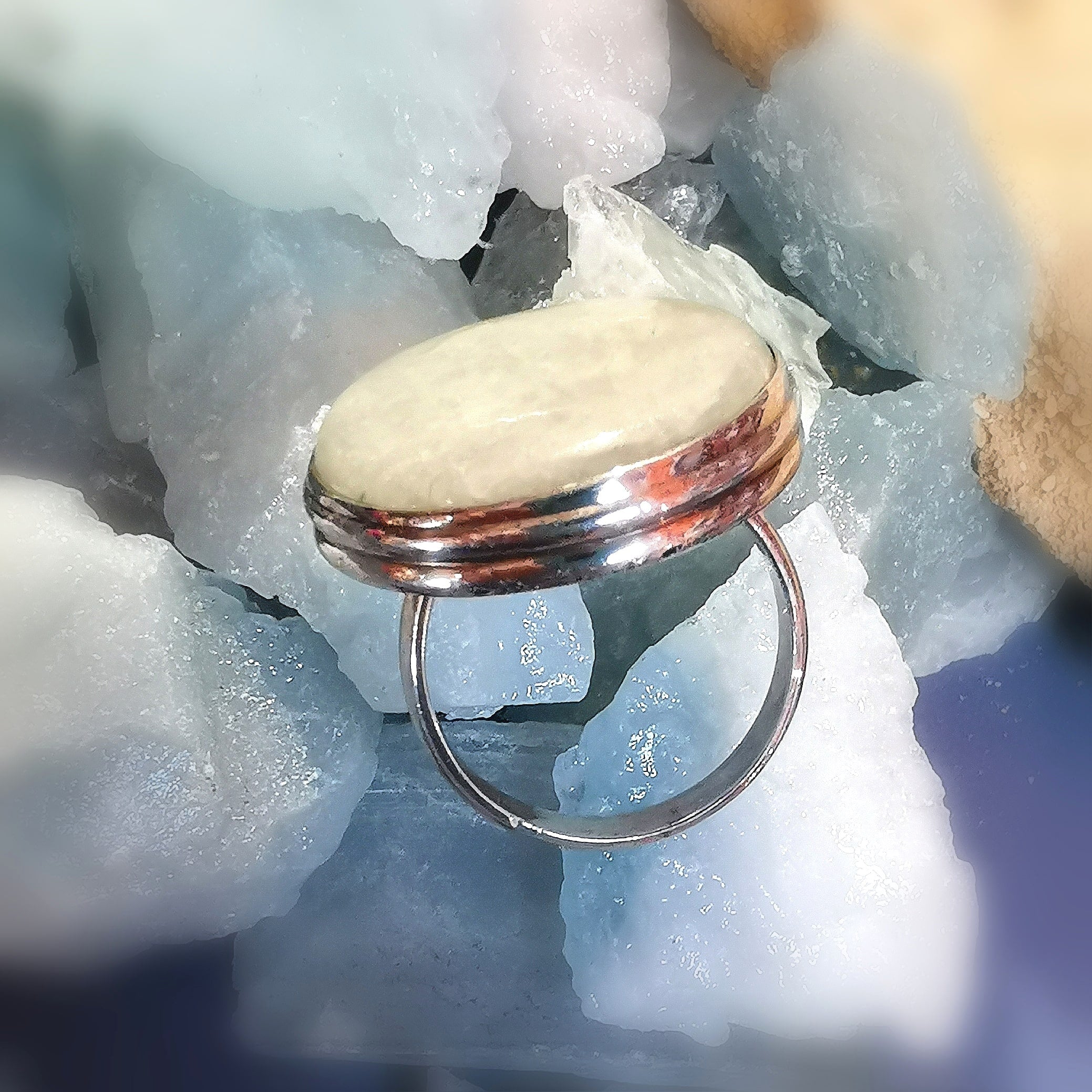 Aquamarin blau grün Lagunen Wasser Stein natural Edelstein Heilstein Ring Sterlingsilber - Harmonie