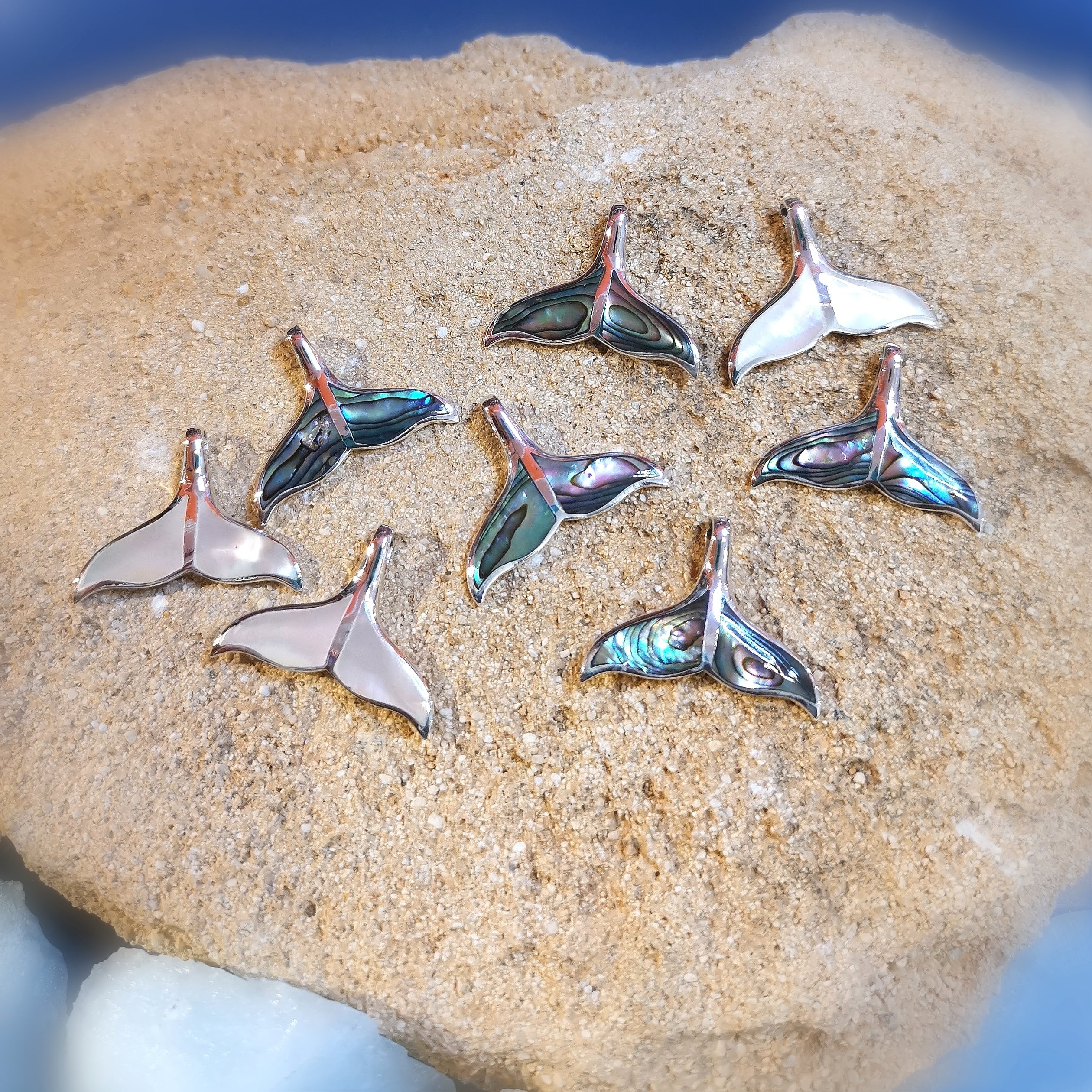 🐳 Walflosse Abalone Muschel Karma Kette Sterlingsilber, geweiht für innere Kraft & Freiheit