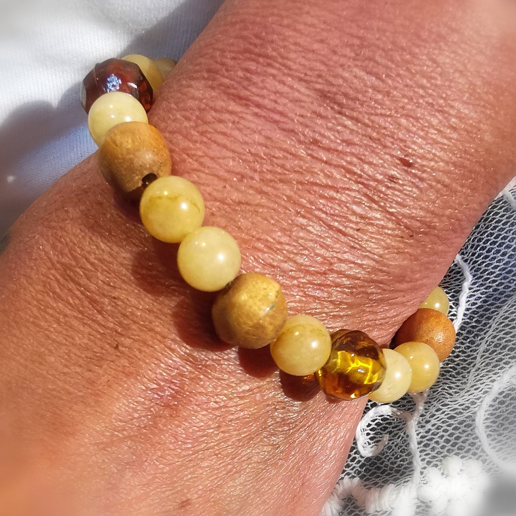 🌞 Gelber Jaspis Edelstein Karma Armband XL – Lebensfreude & Urlaubsflair 🌞