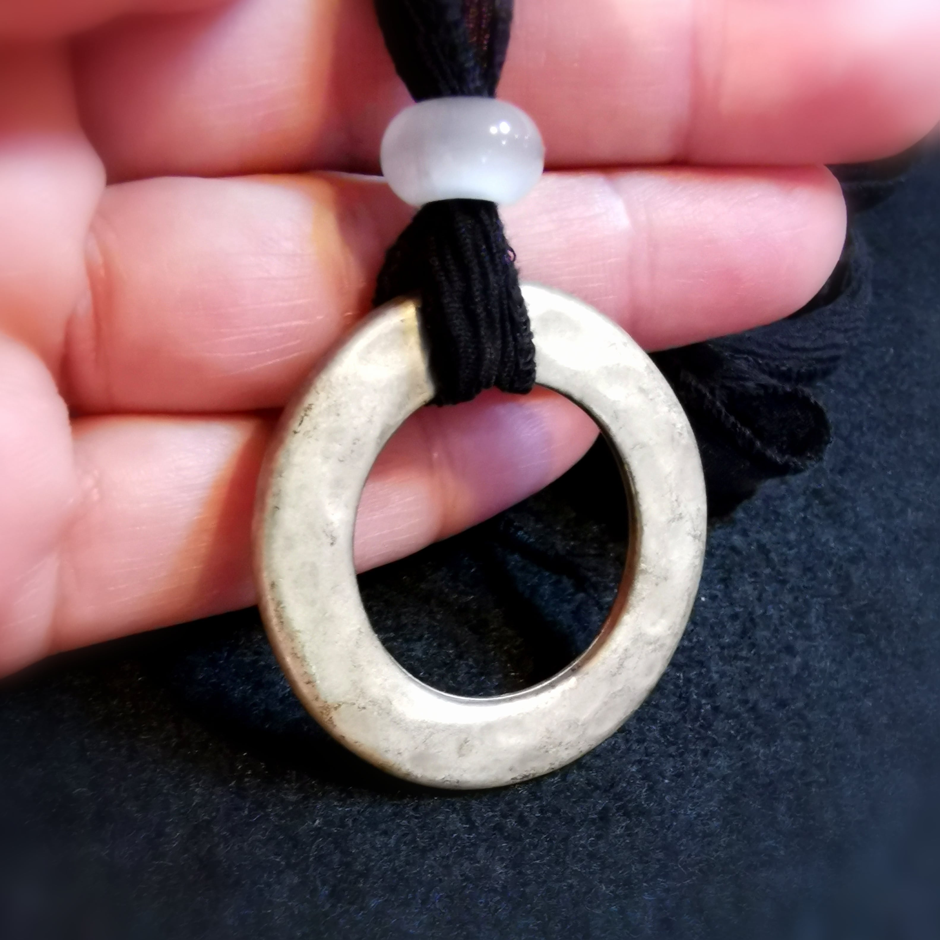 Lebenskreis Zinn Murano Glas Chiffon Karma Kette edler Hippie Schmuck - Schutz und Lebensglück