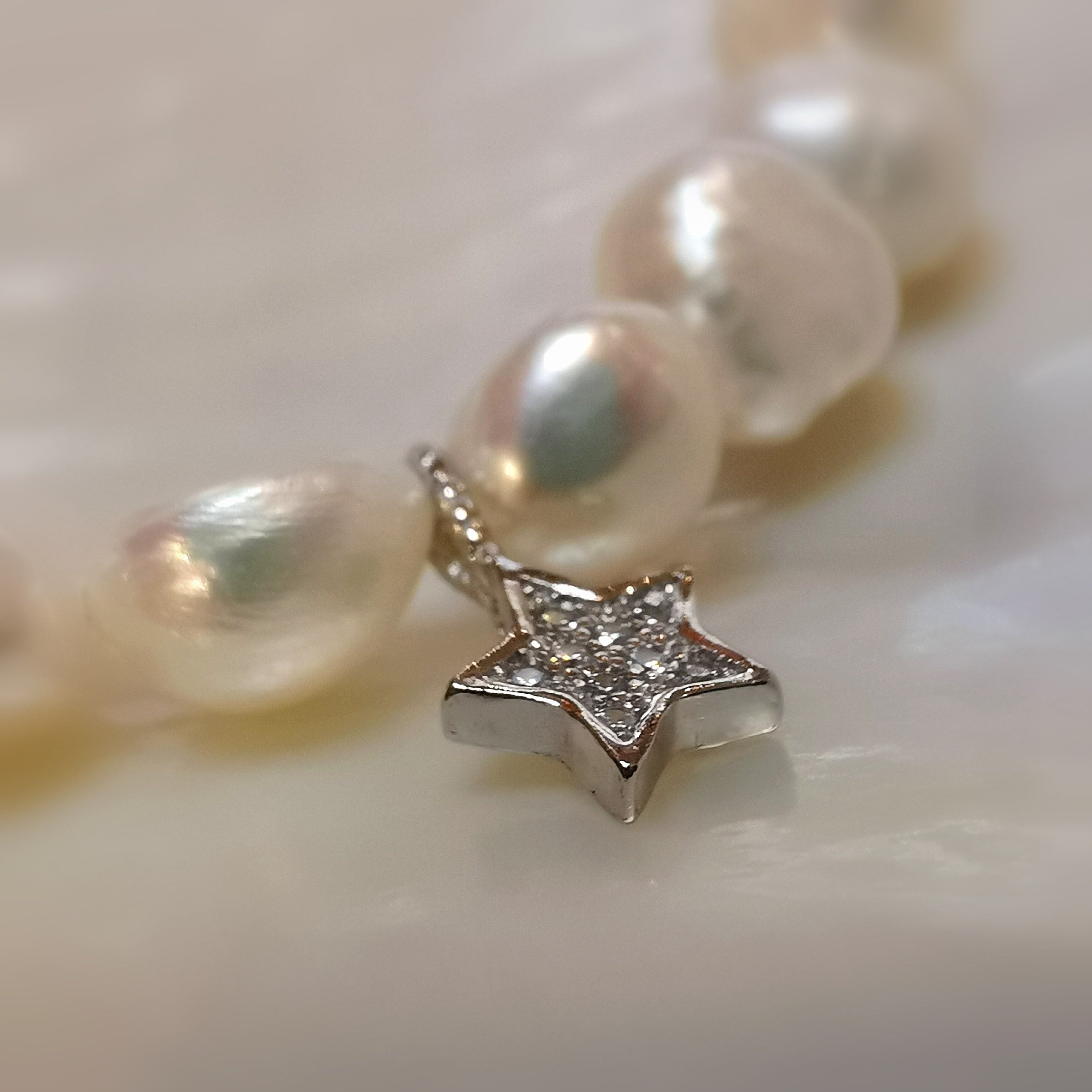 Süsswasser Perle Seestern Karma Armband weiß, geweiht - tief empfundener Fröhlichkeit