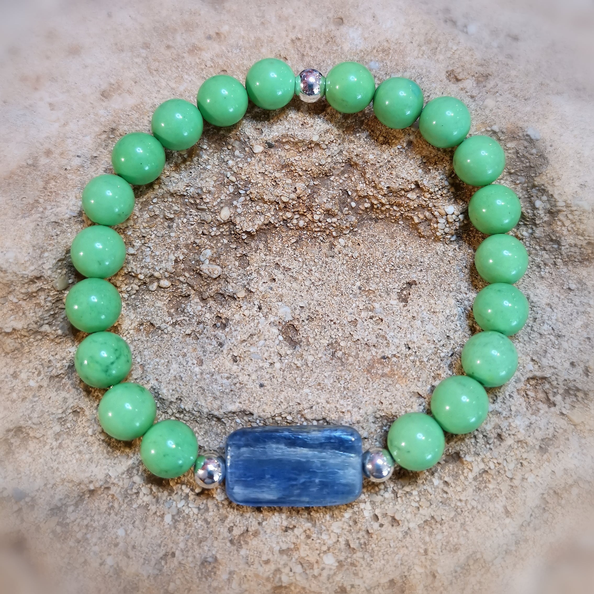 Disthen und Magnesit Edelstein Heilstein Karma Armband XL, Gelassenheit