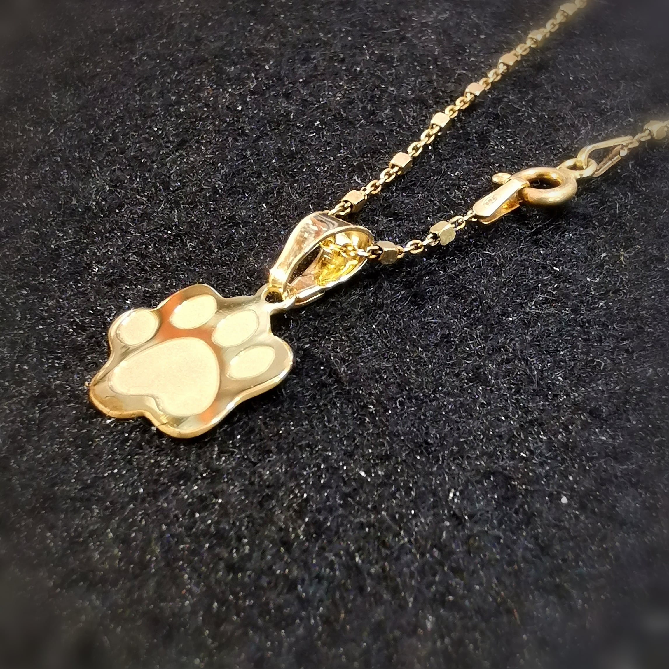 Hundepfote Katzenpfote Tatze Glücksbringer Krafttier Kette 45 cm Gold