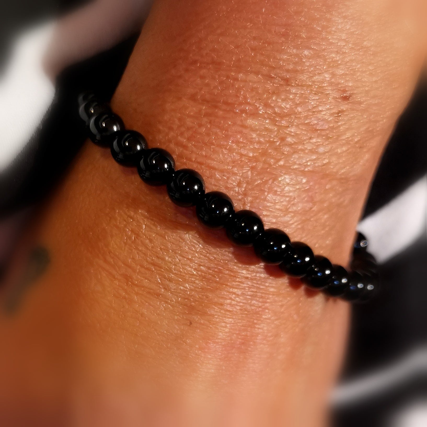 Onyx Extra Edelstein Heilstein Karma Armband AA Qualität schwarz, geweiht - Schutz und Stabilität