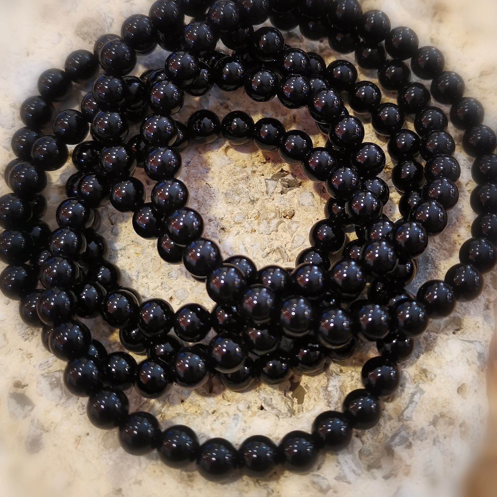 Onyx Extra Edelstein Heilstein Karma Armband AA Qualität schwarz, geweiht - Schutz und Stabilität