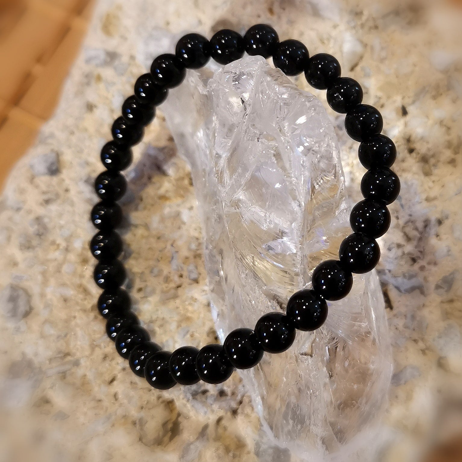Onyx Extra Edelstein Heilstein Karma Armband AA Qualität schwarz, geweiht - Schutz und Stabilität