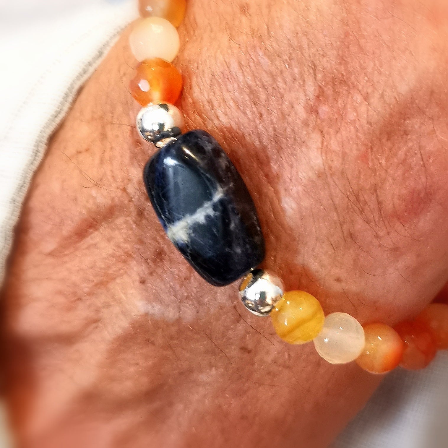 Carneol Glücksachat Sodalith Karma Edelstein Heilstein Armband, Chakra Aura Schmuck, Harmonie, samaki mallorca