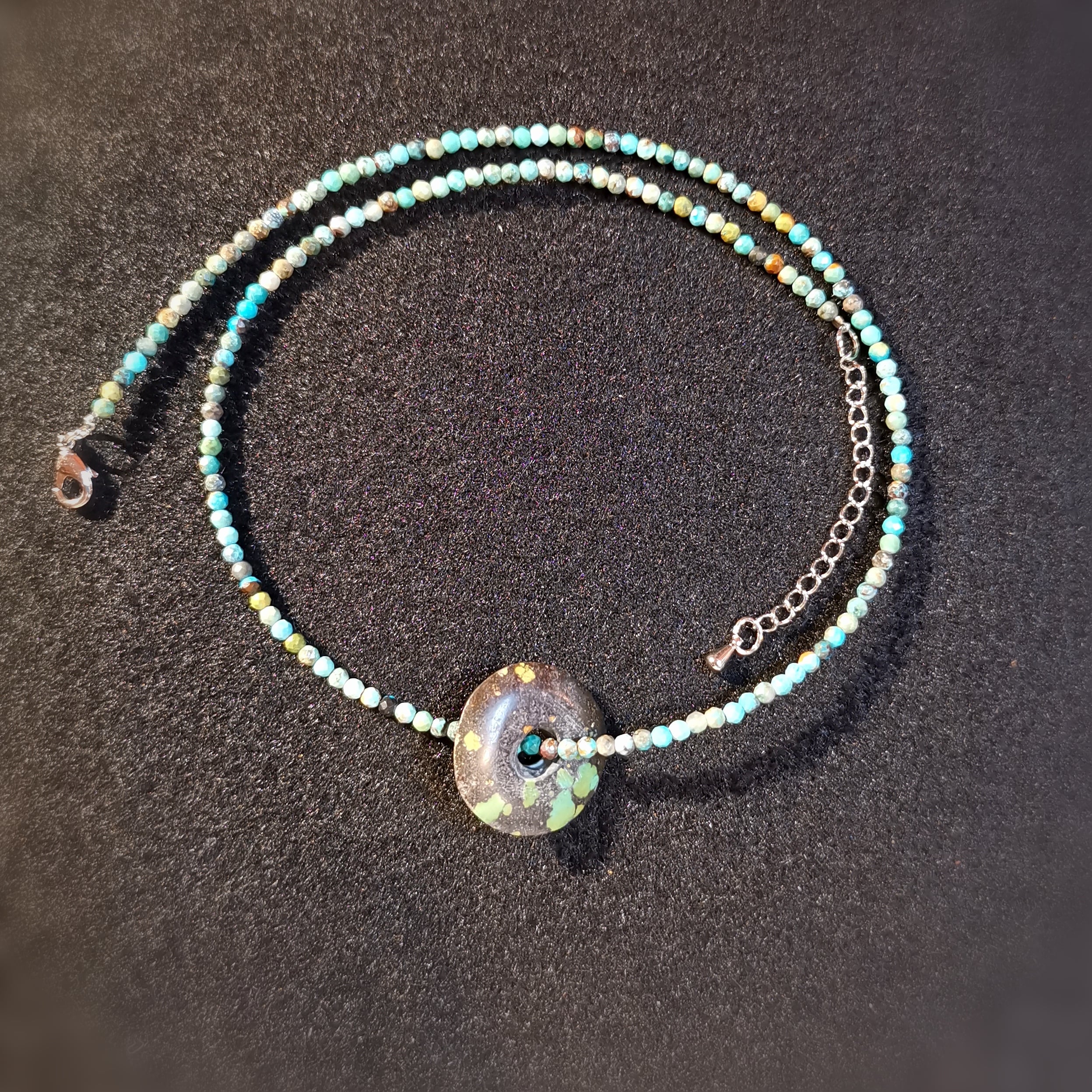 echt Türkis Karma Kette Set, Lebenskreis Edelstein Heilstein, Kehlchakra, ich bin, freier Selbstausdruck