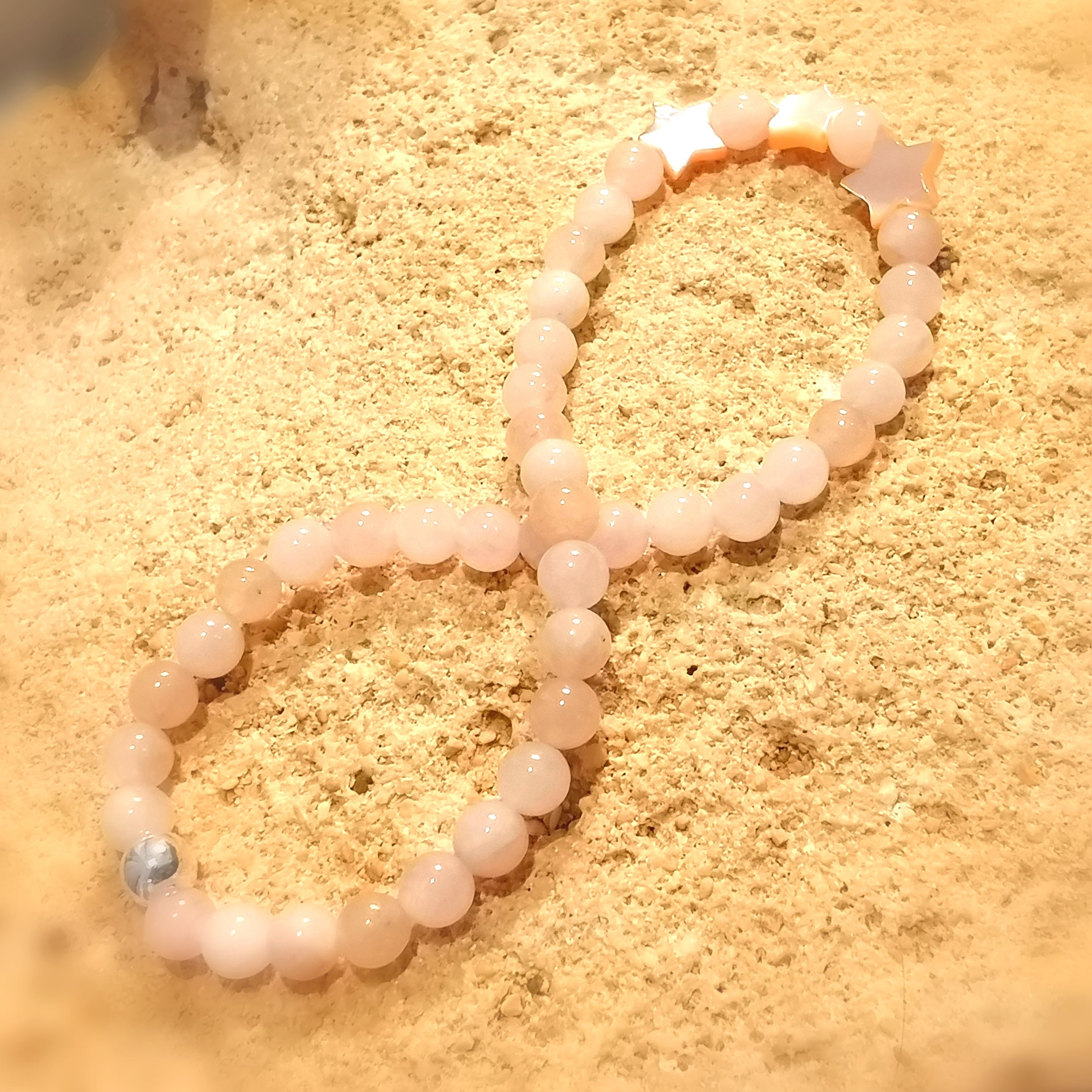 Morganit Edelstein Heilstein Karma Seestern Armband, sanft rosa Beryll, mit Liebe zum Leben