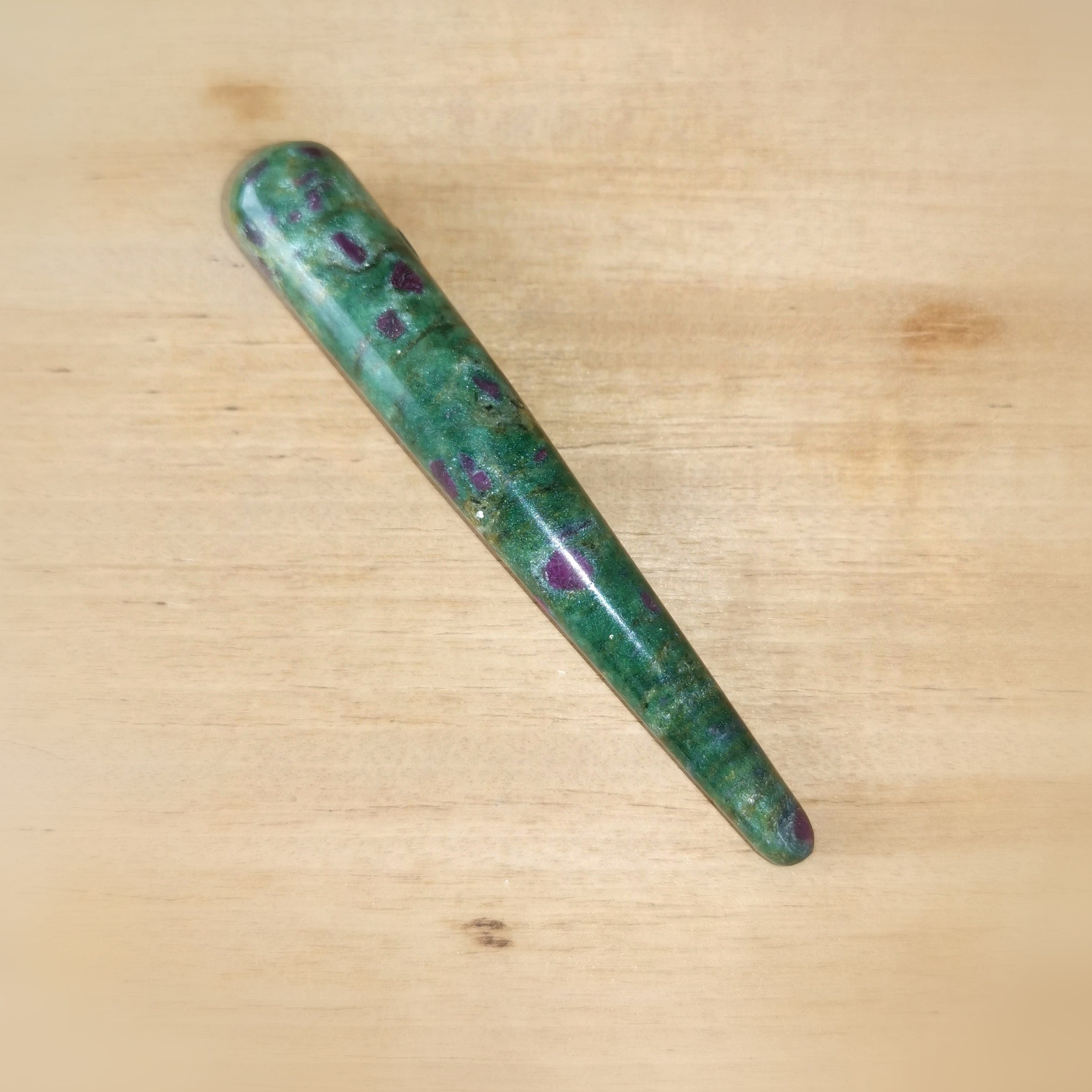 Rubin Fuchsit Massagestab Griffel Edelstein, Akupressur Reiki, Entspannung und Meditation