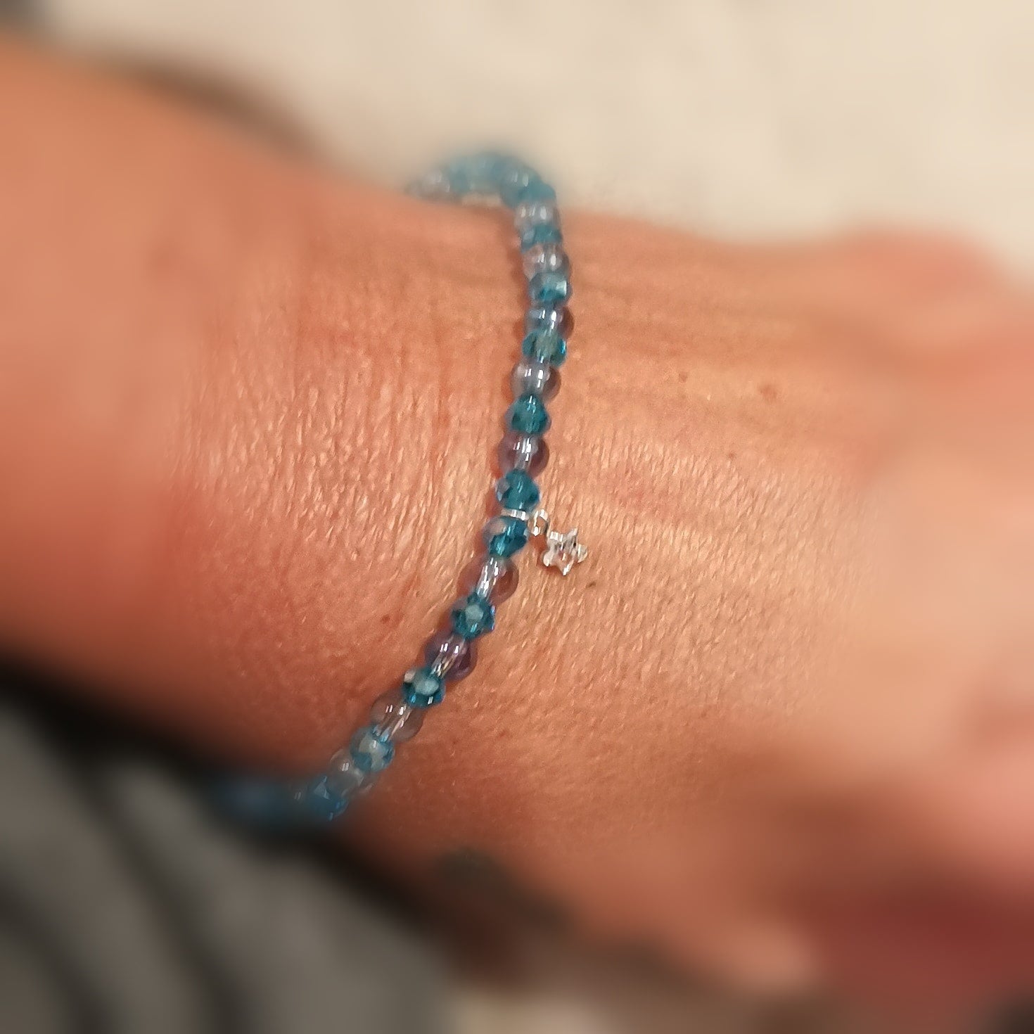 Aqua Aura Kristall blau türkis Edelstein Heilstein Karma Armband, geweiht - Karmaerlösung, Grunderneuerung