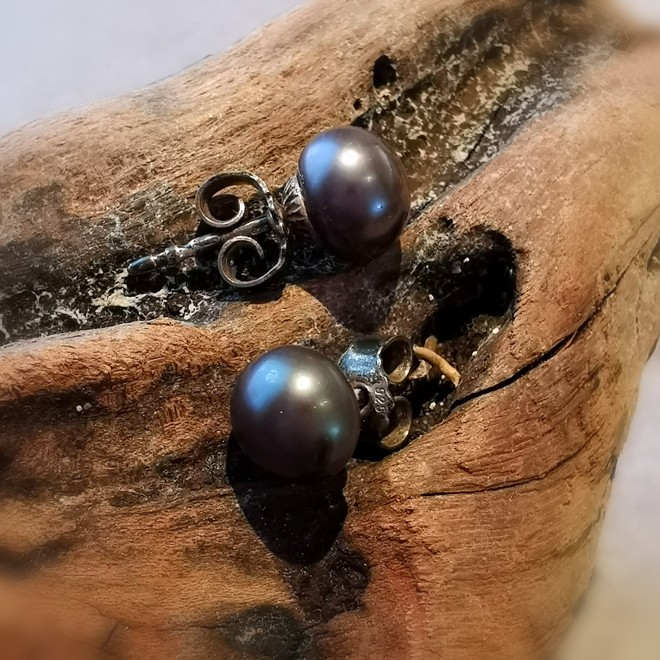 Schwarze Perlen Ohrstecker Ohrstecker Mallorca Perle, 8 mm, Schönheit des Lebens