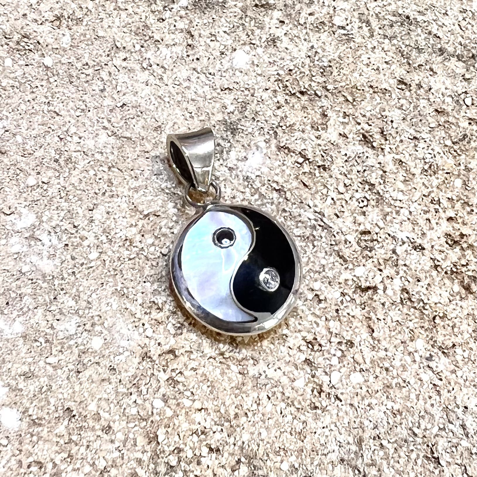 Yin und Yang Perlmutt Anhänger Sterlingsilber - innere Harmonie