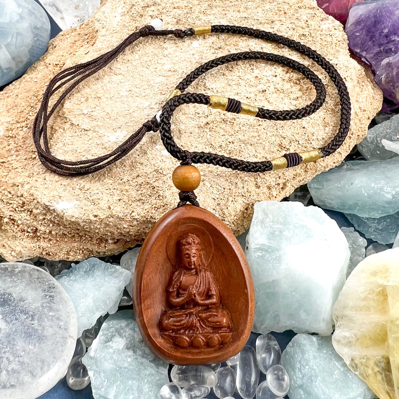 Buddha Holz Karma Schmuck, Aura Chakra Glückskette, innerer Frieden