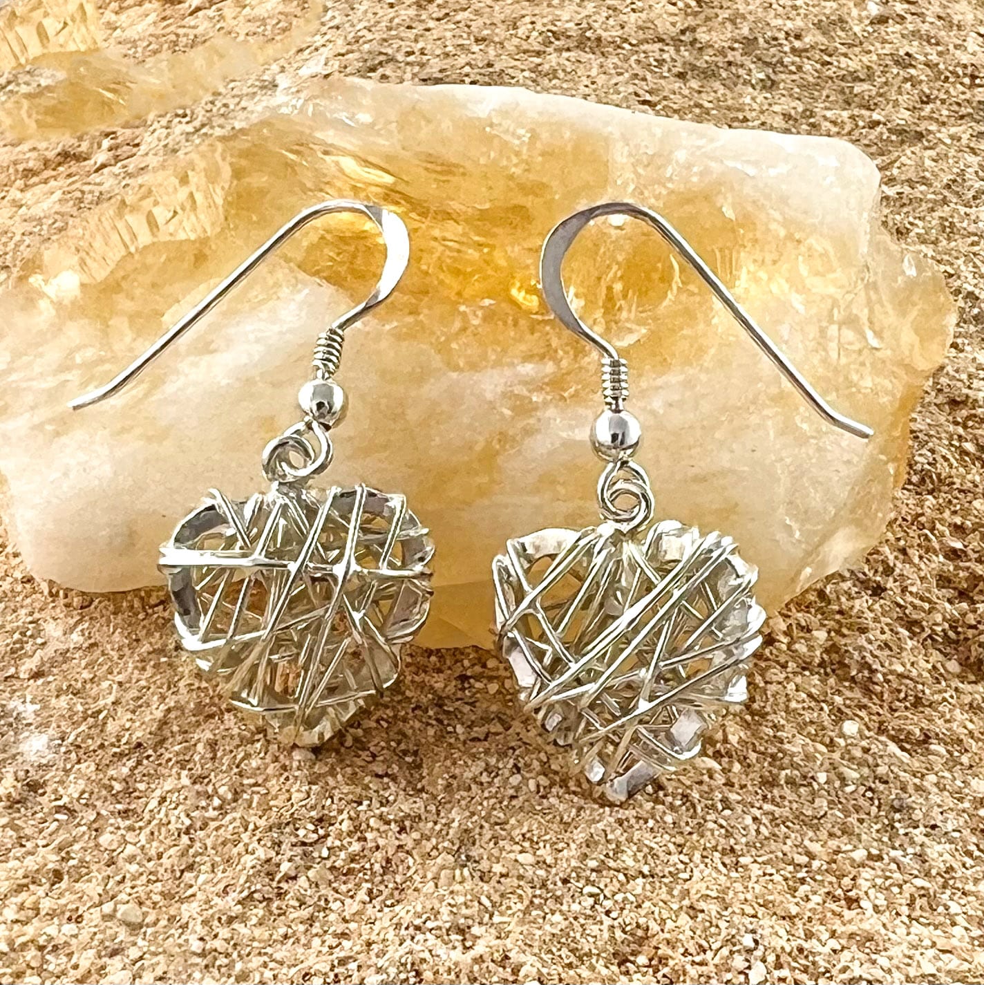 Heart Lucky Charm Design Earrings Sterling Silver - in Love