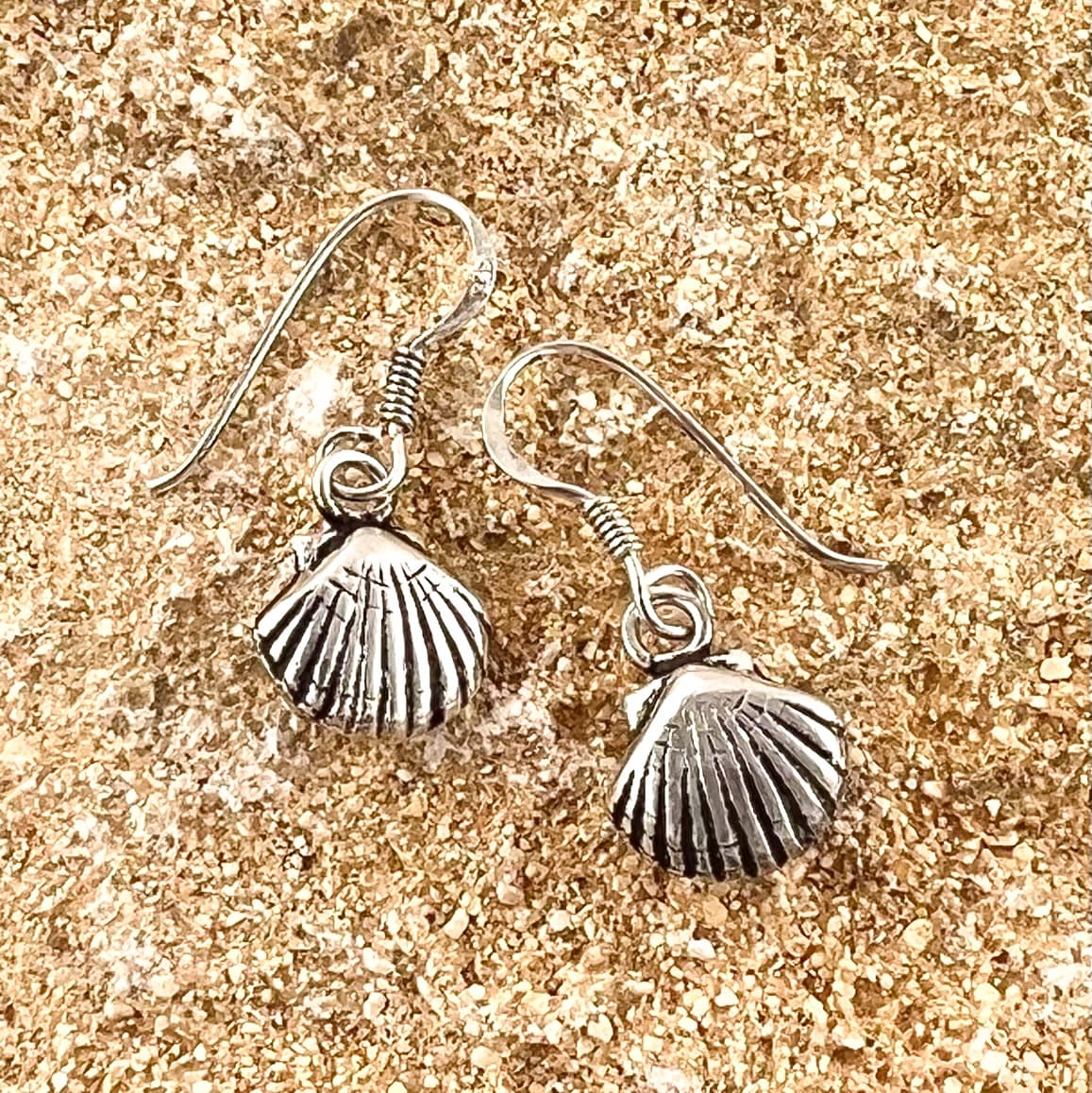 Shell Lucky Charm Design Earrings Sterling Silver Motif on both sides - Beauty of Life