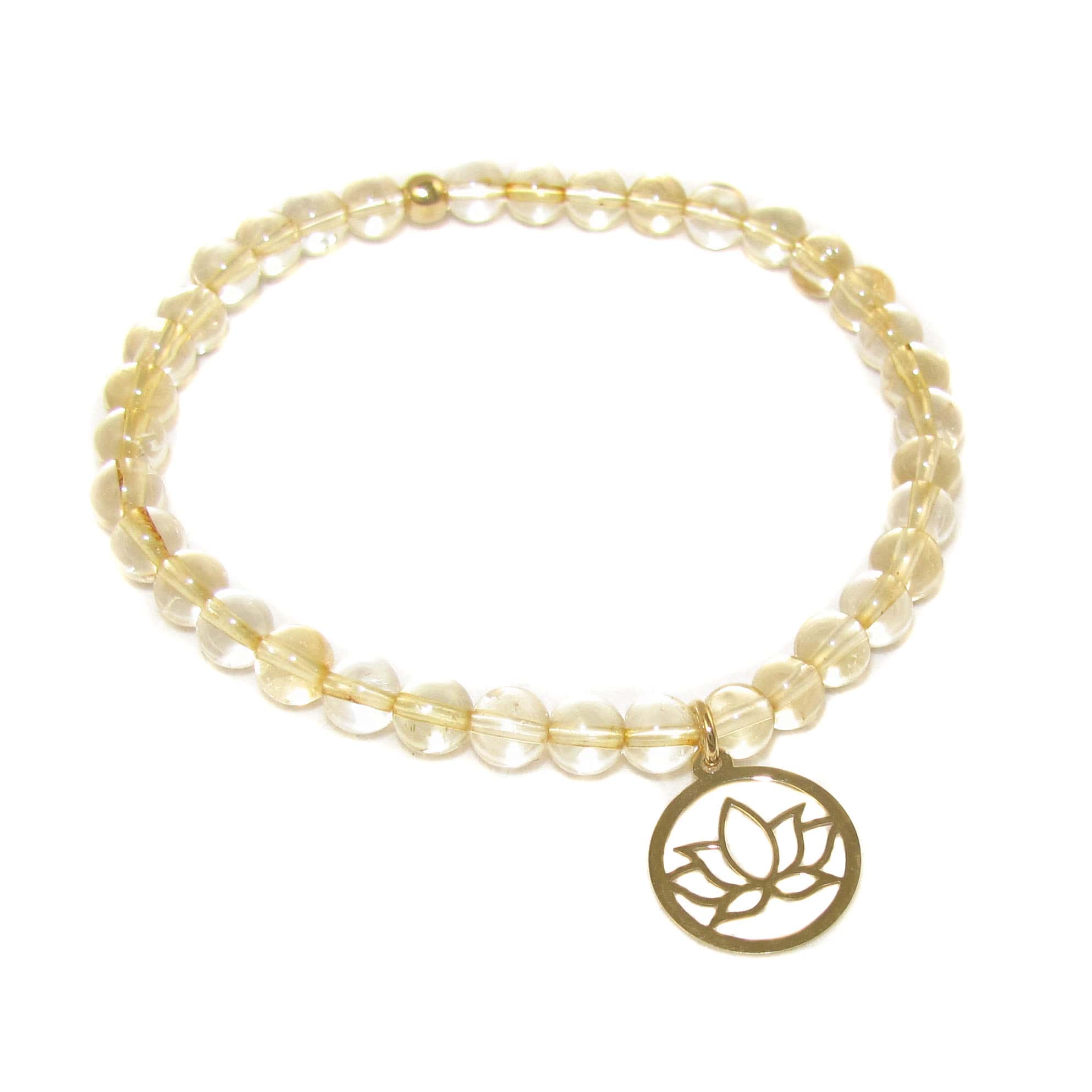 Citrin Sonnenlicht Karma Edelstein Armband mit Lotus Blüte, Schönheit des Lebens