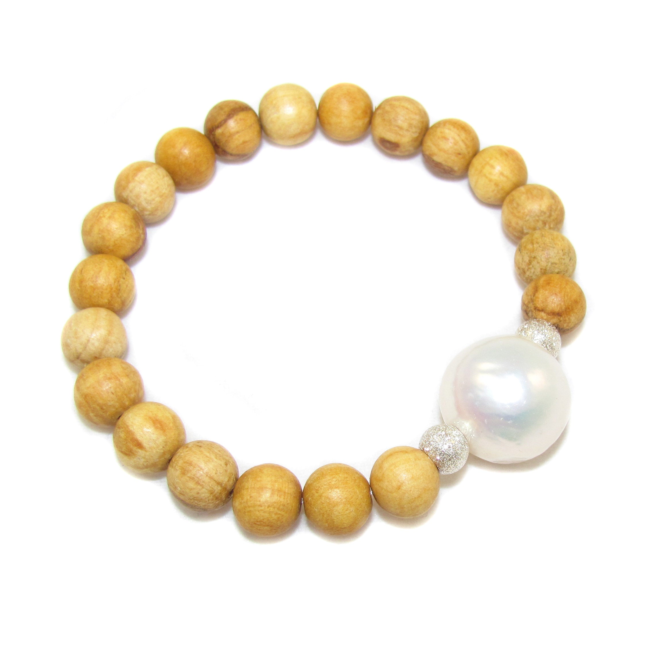 Chakra Karma Armband Palo Santo, heiliges Holz mit Perle, Schönheit des Lebens